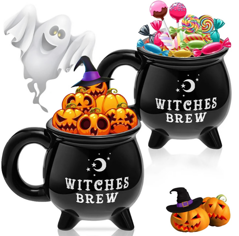 ANYGLEAM Coffee Mug Black Witches Brew Print Ceramic Drinkware