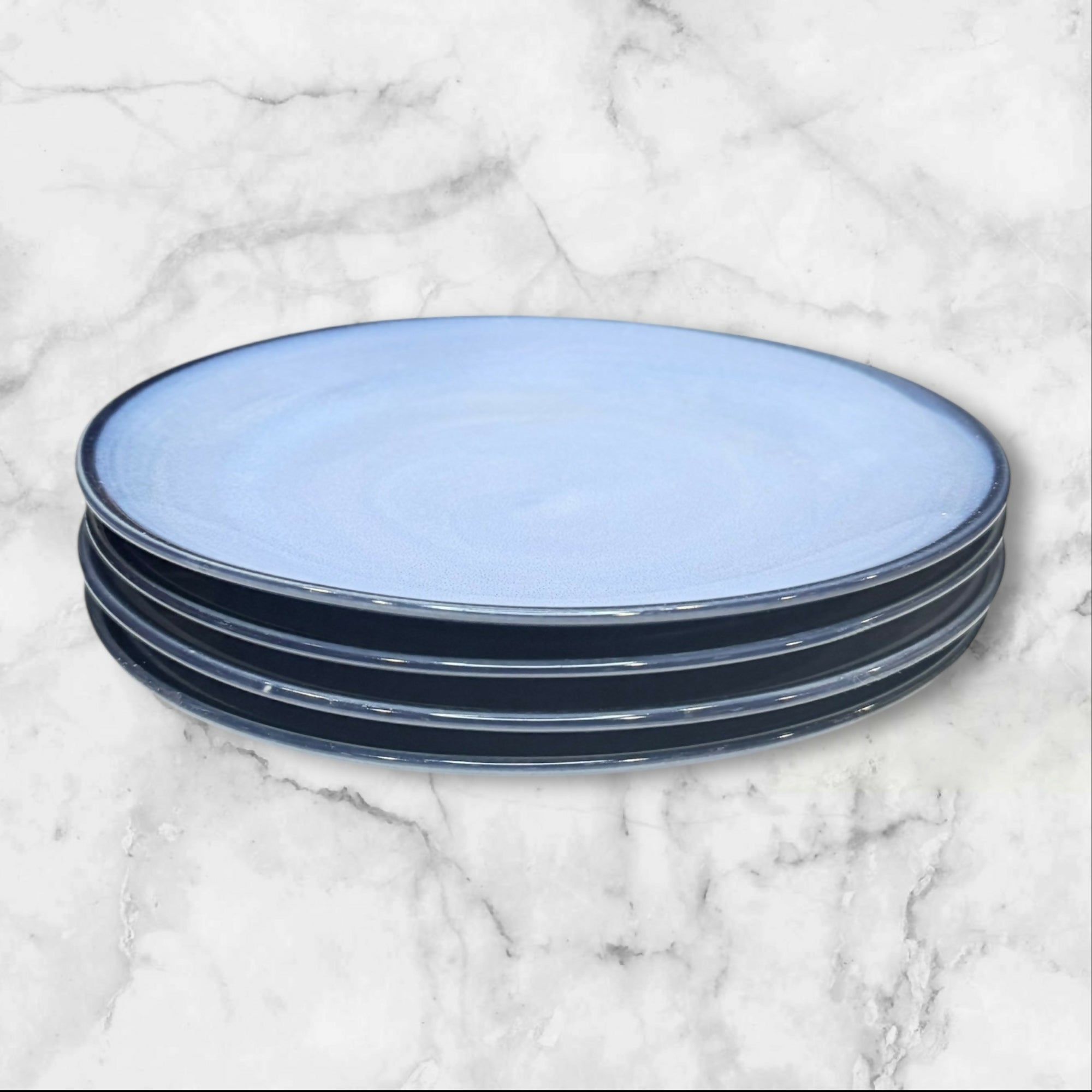 Sango Nova Blue Stoneware Dinner Plates | Set of 4 | Great Condition