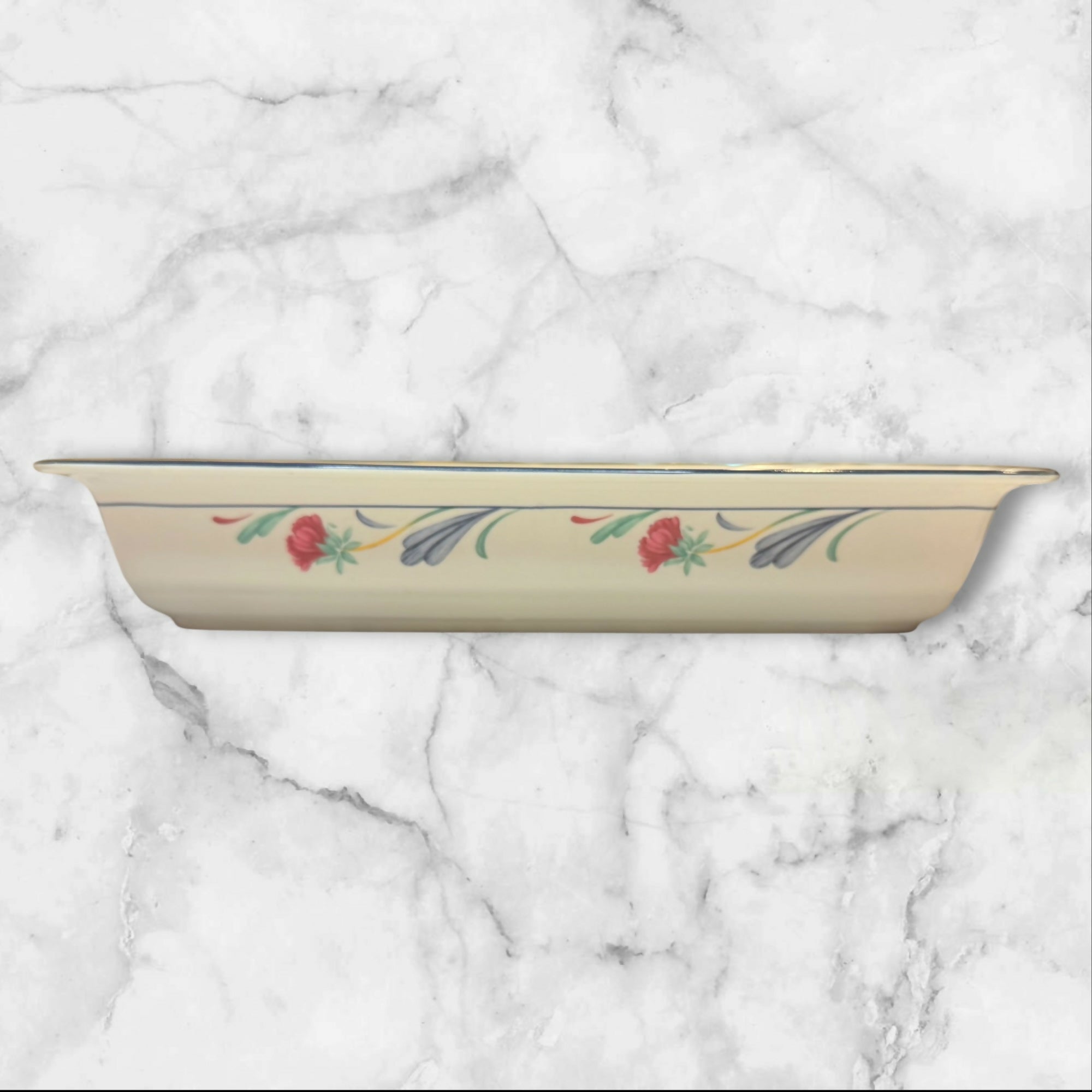 Lenox Poppies on Blue Rectangular Baker | Excellent Condition