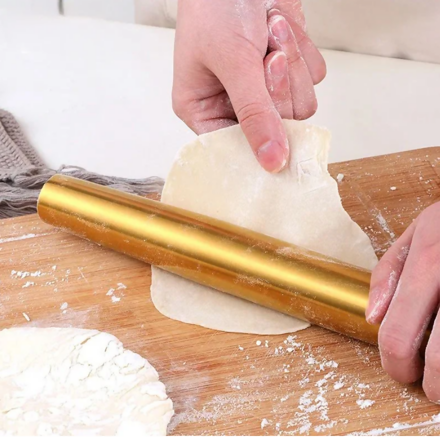 Anygleam Gold Stainless Steel Rolling Pin – 1 Pc Professional Buffet & Restaurant Kitchenware