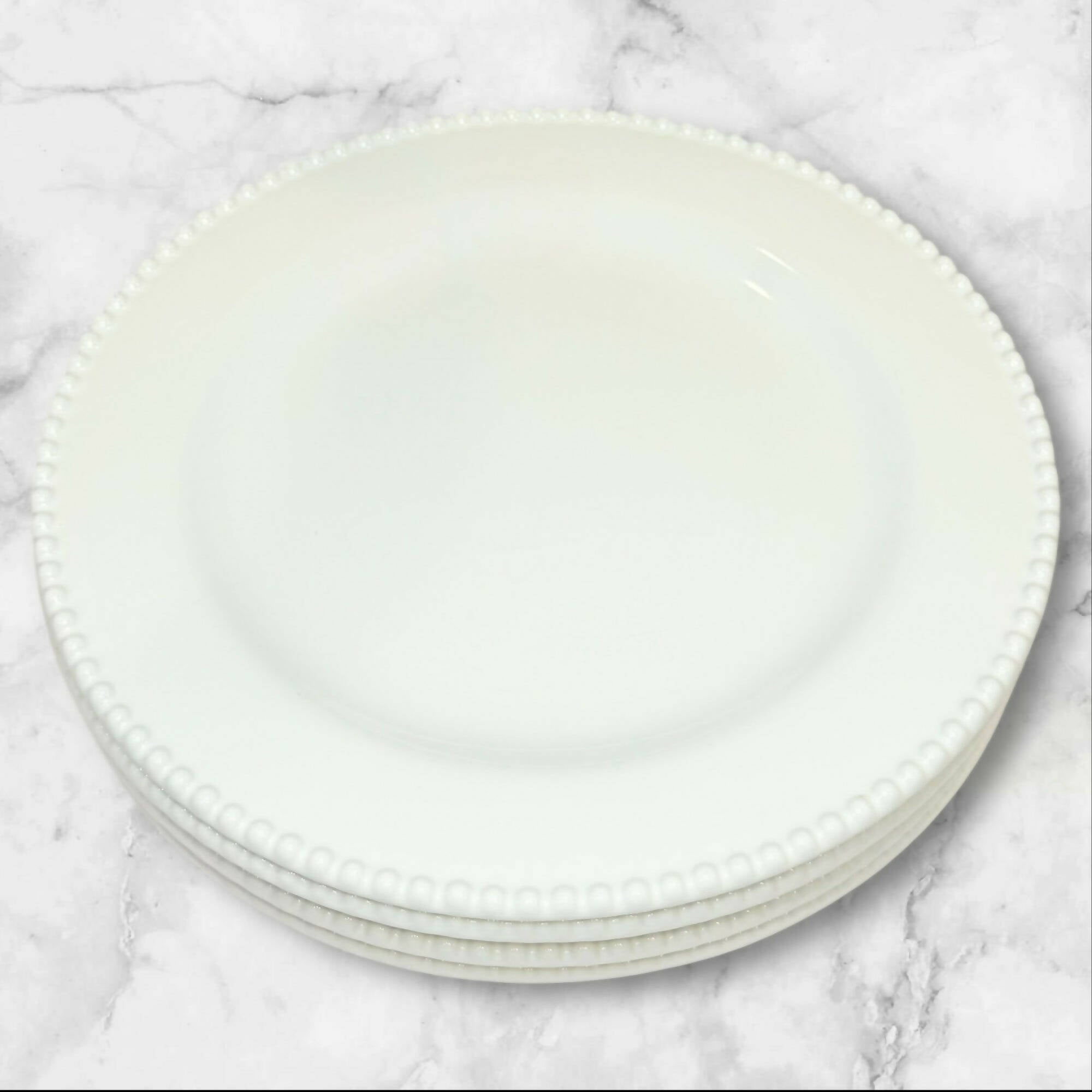 Matceramica Perola White Dinner Plates | Set of 4 | Great Condition