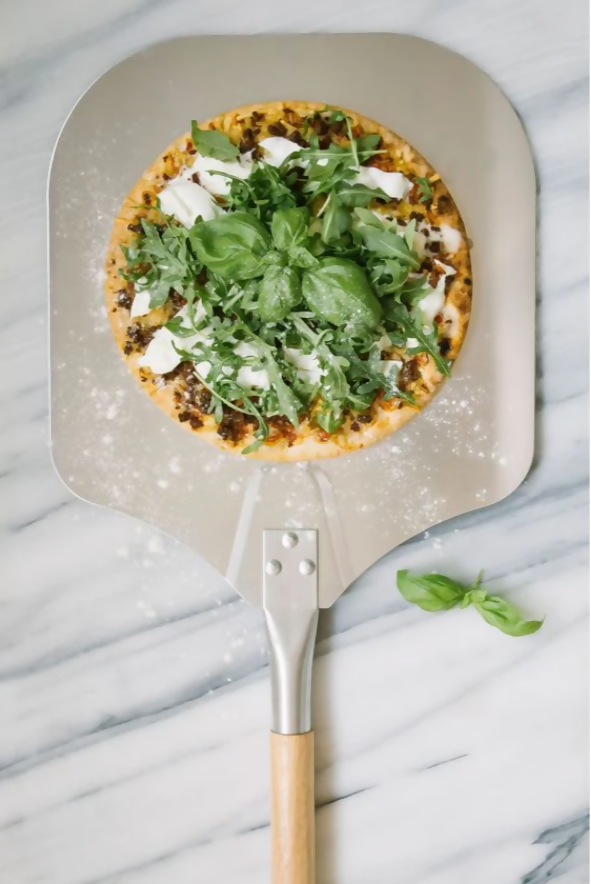 Anygleam 30x35cm Pizza Spatula With Wooden Handle Bakeware Kitchen Tools No Oxidation