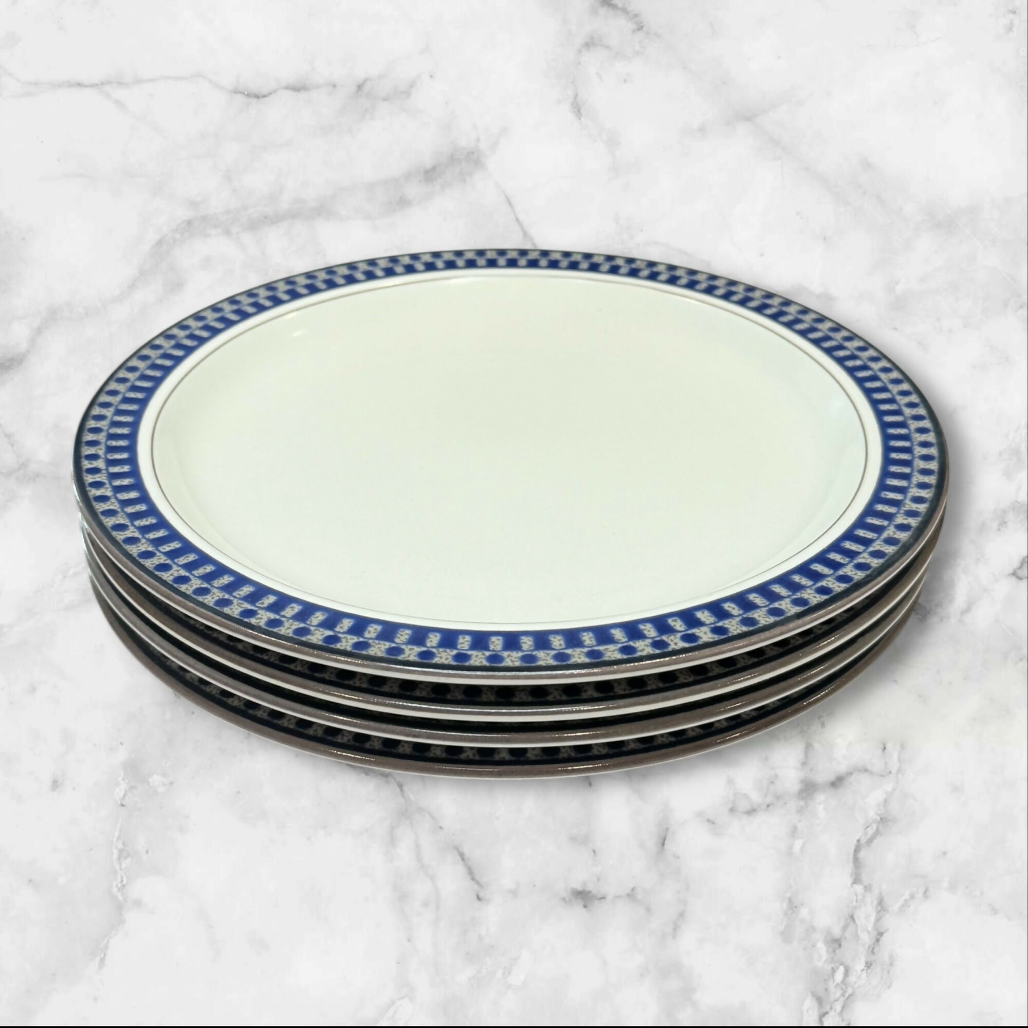 Mikasa Aztec Blue Salad Plates | Set of 4 | Discontinued | Excellent
