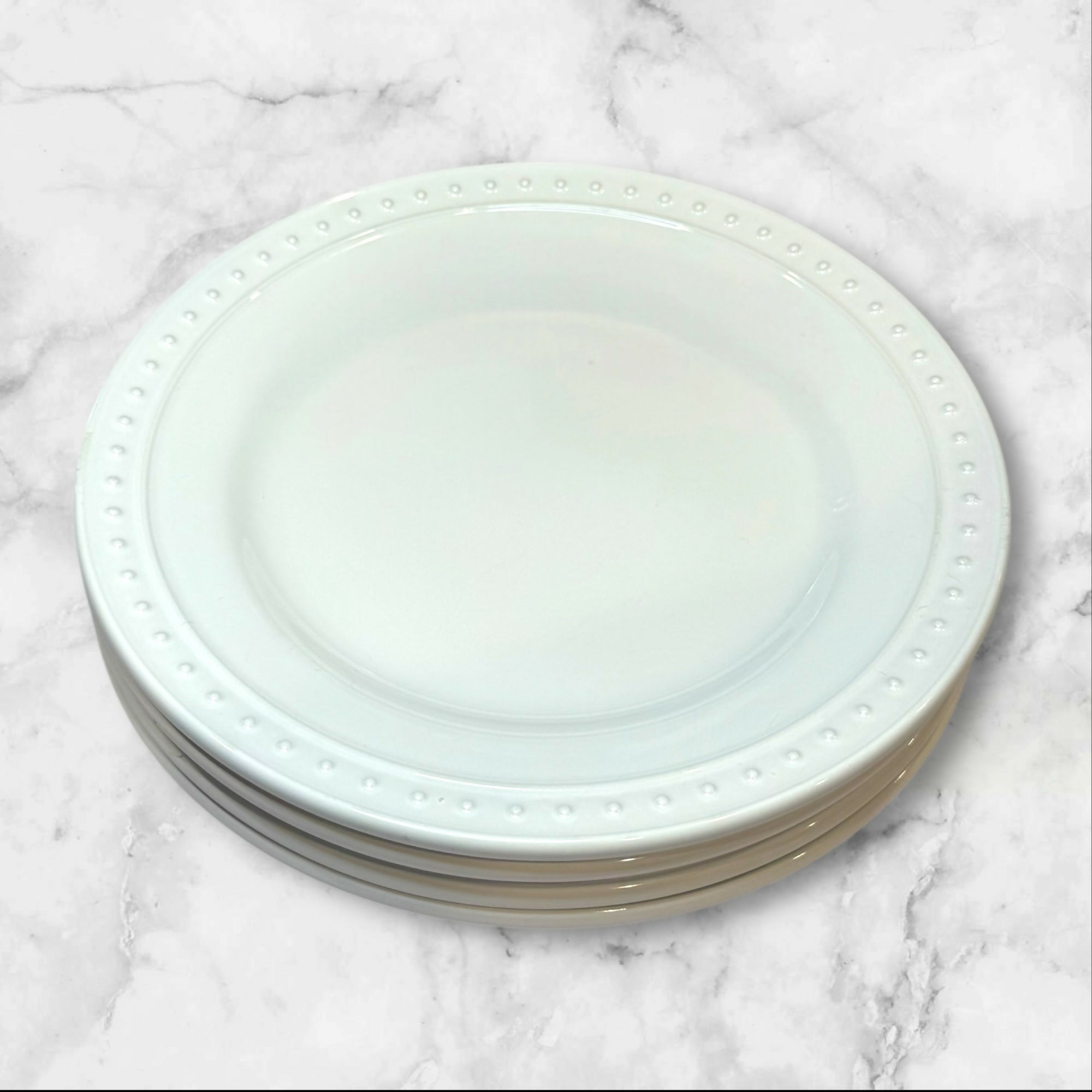 World Market Nantucket White Salad Dessert Plates | Set of 4 | Great Condition