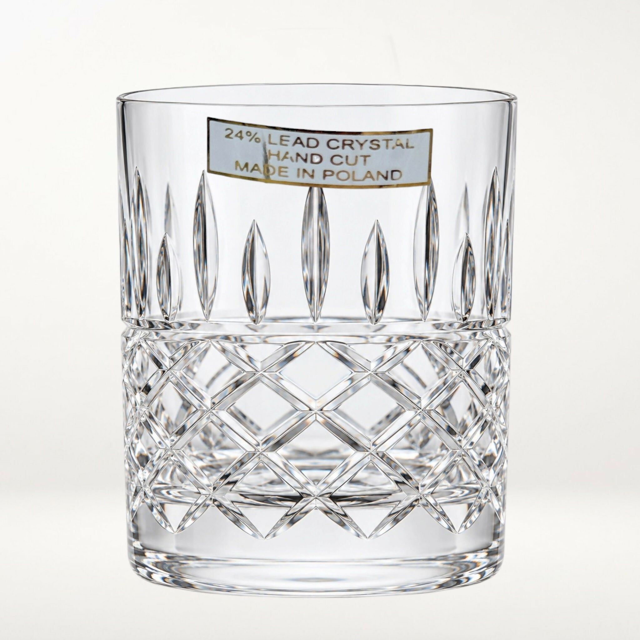 Polish 24% Lead Crystal Hand Cut Double Old Fashioned Glasses | Set of 4 | Excellent