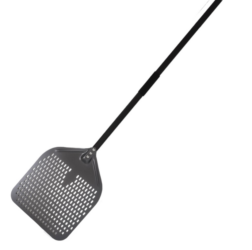 Anygleam Pizza Shovel 35 cm x 1100cm Dark Grey for Perforated Peel with Metal Handle Oven Turning Baking Accessory
