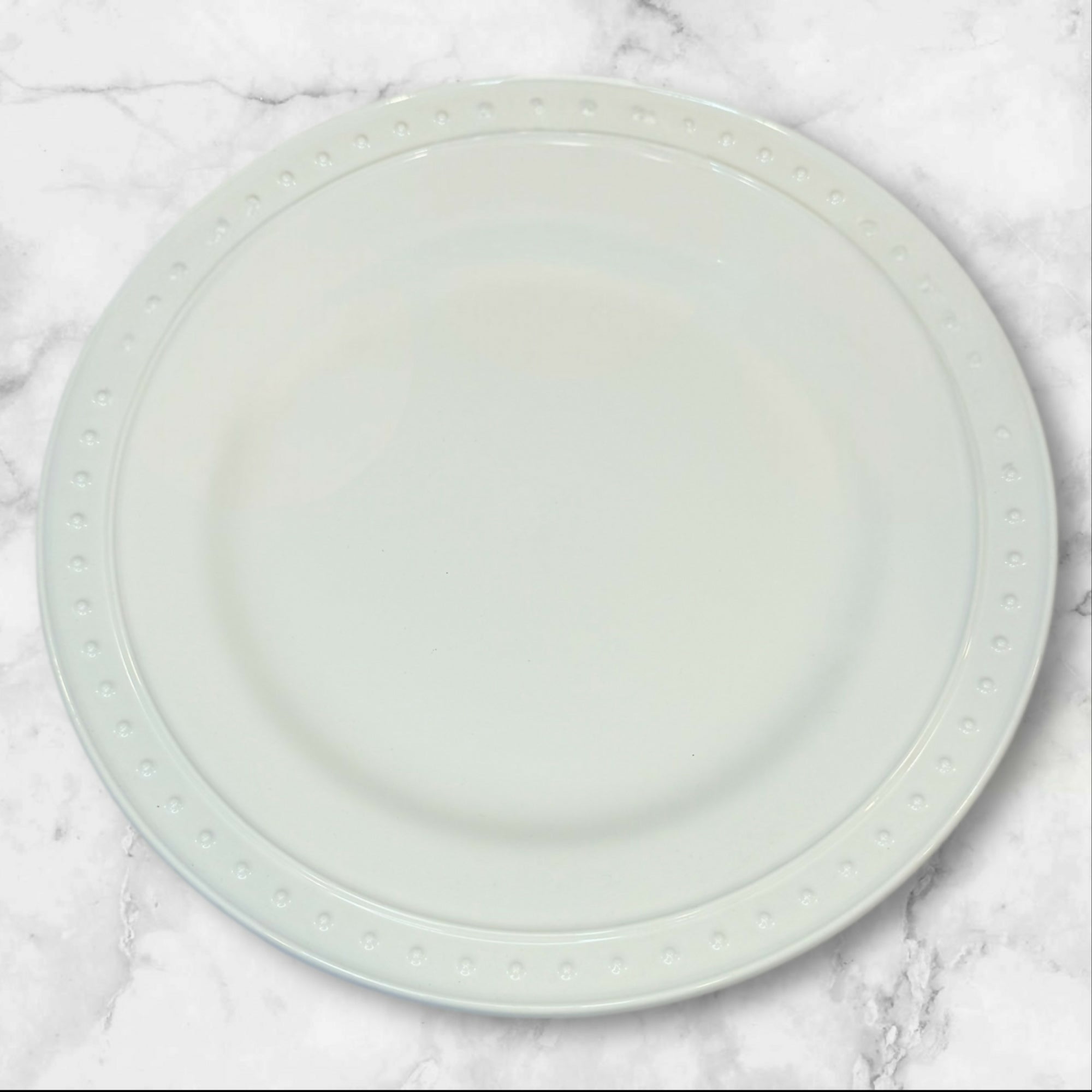World Market Nantucket White Beaded Dinner Plates | Set of 5 | Excellent Condition