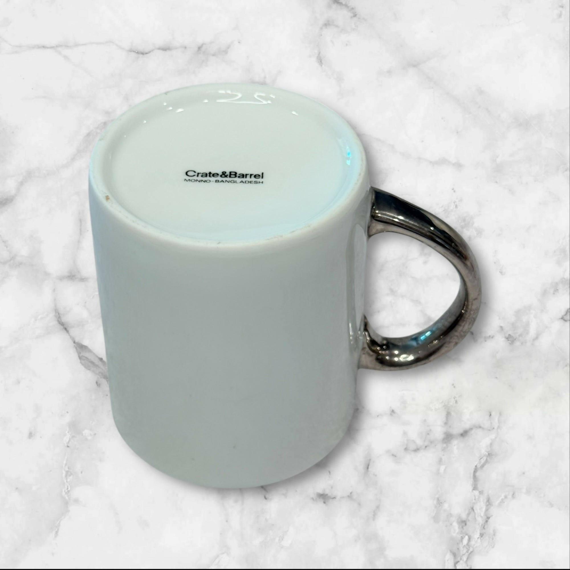 Crate & Barrel Silver Handle Coffee Mugs | Set of 2 | Excellent