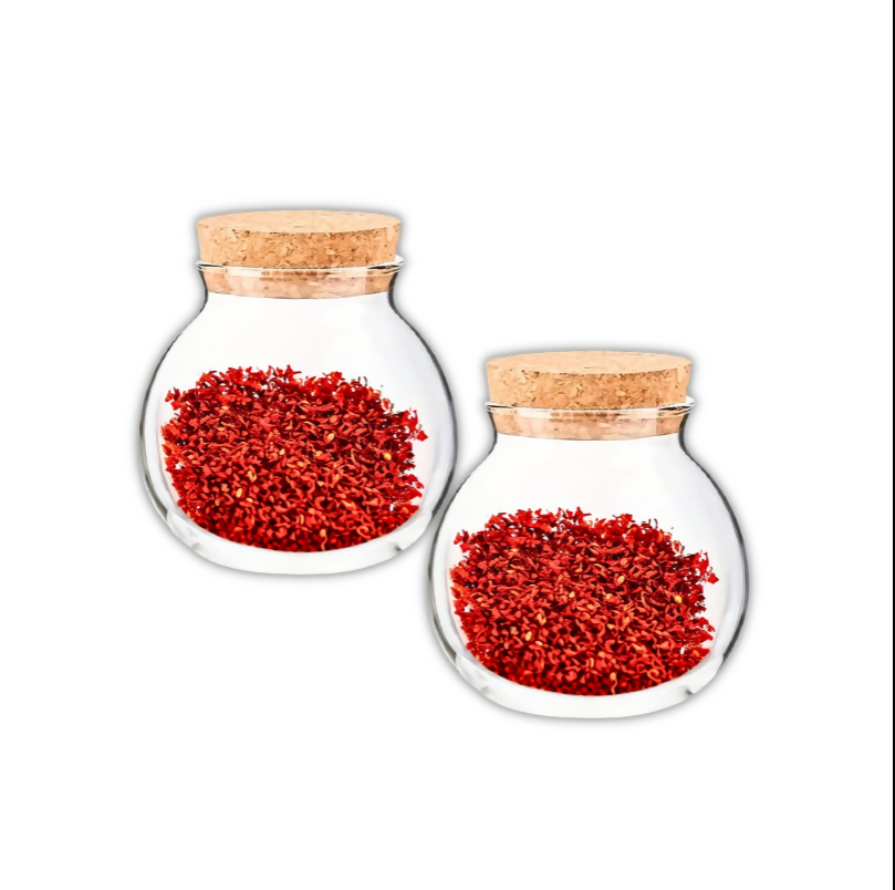 Anygleam Condiments Container Round Glass Jar Storage with Cork Lid Kitchen Organizer