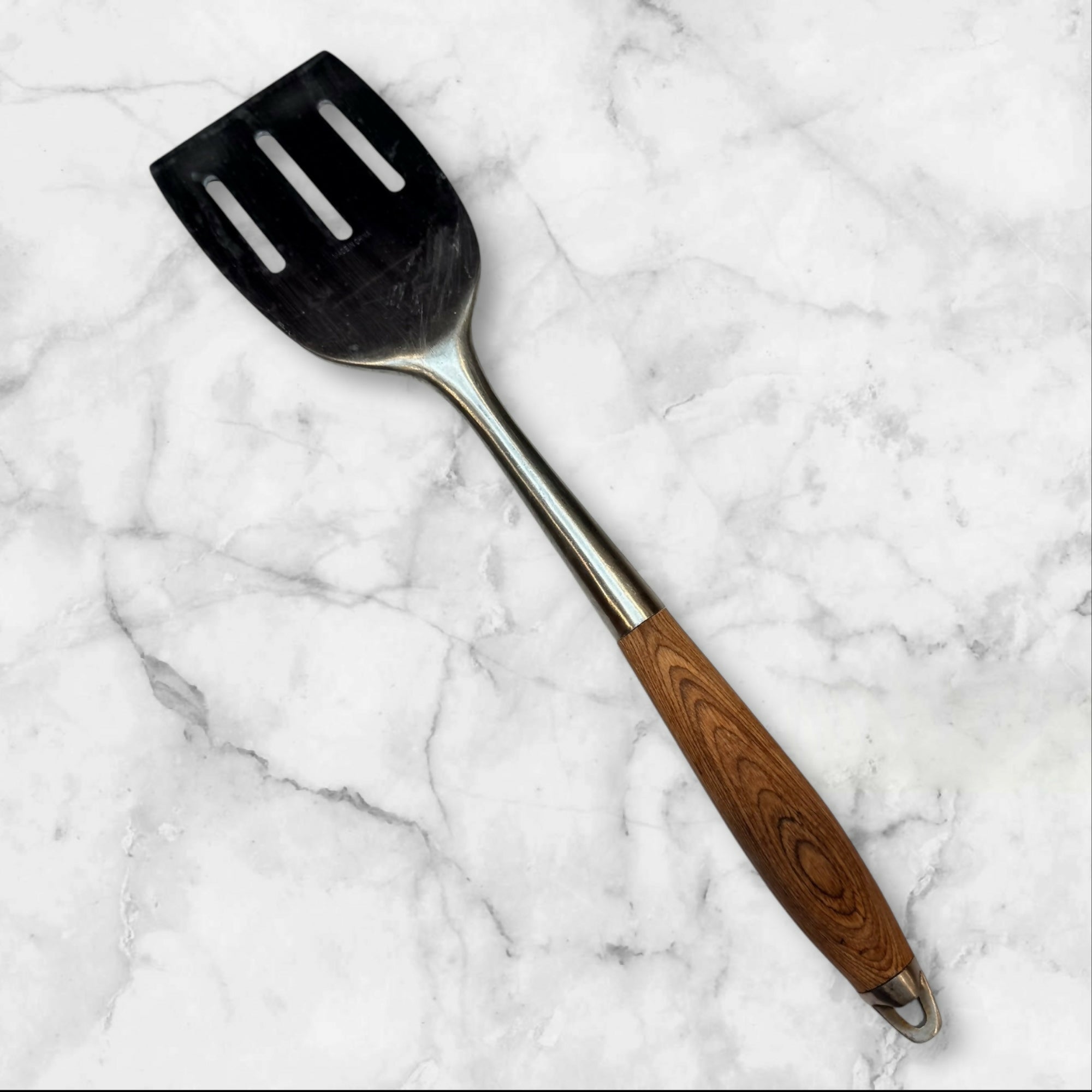 Stainless Steel Slotted Turner Spatula Wood Handle | Great Condition