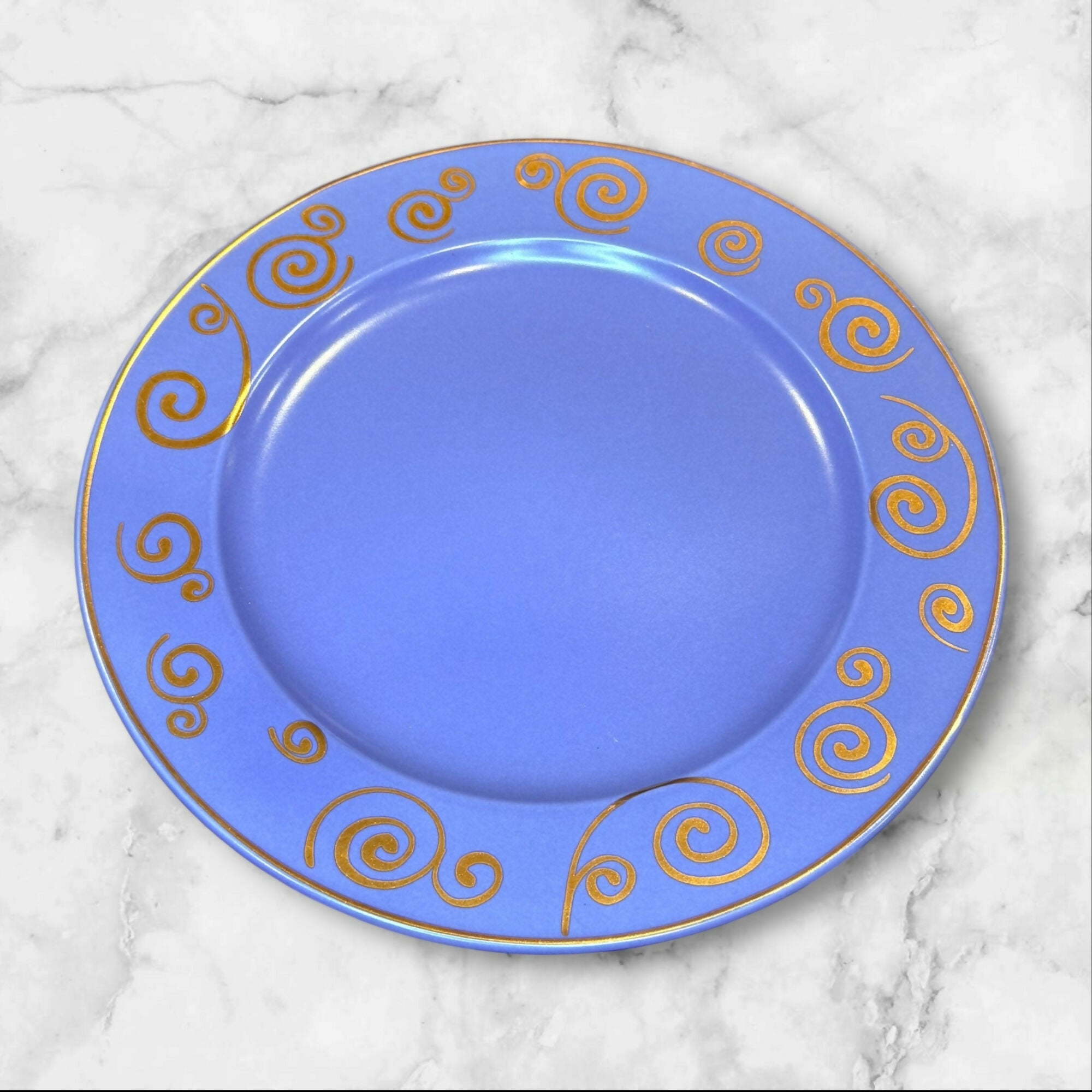 Mikasa Tribeca Dinner Plates Set of 4 | Blue Swirl Design | Excellent Condition
