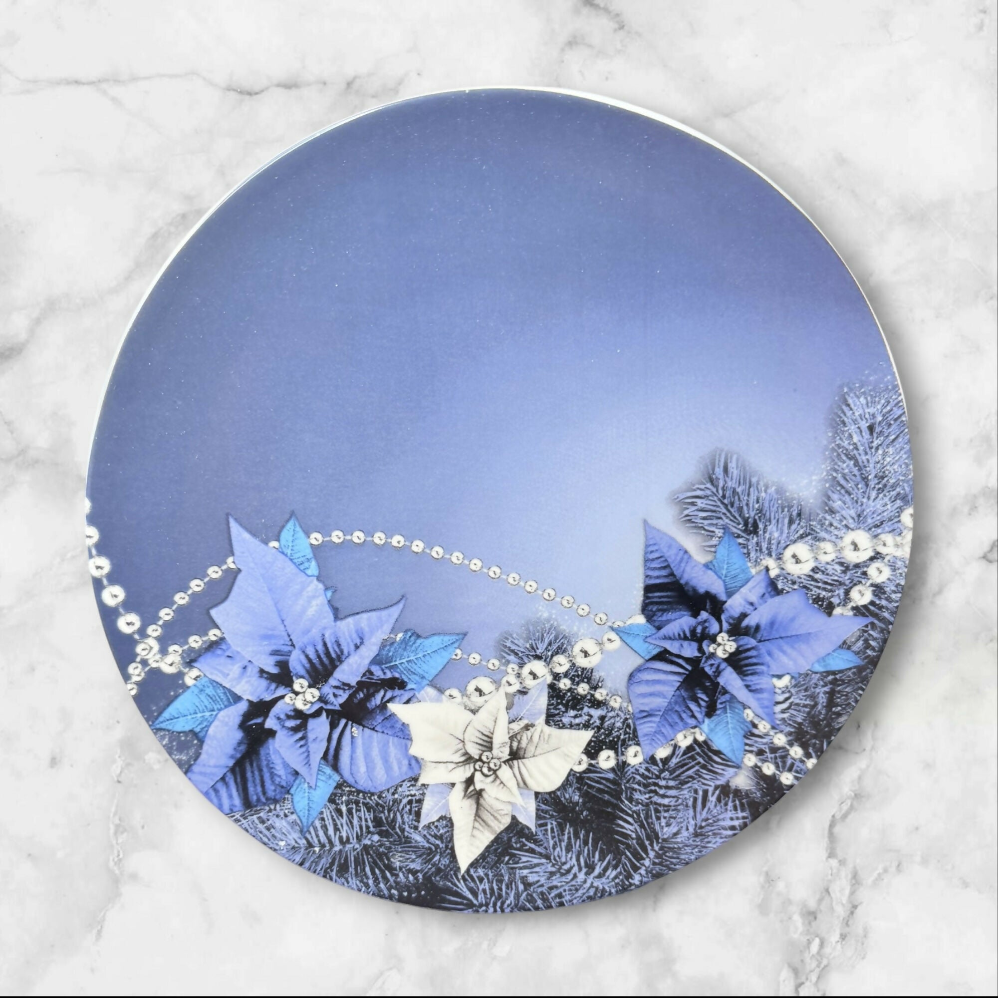 Blue Poinsettia Dinner Plates | Set of 4 | Great Condition