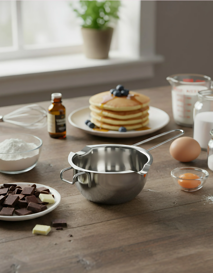 Anygleam Melting Pot 2Pcs Silver Chocolate Melt Cookware Kitchen Heating Container Milk Bowl Baking Tool Kitchenware