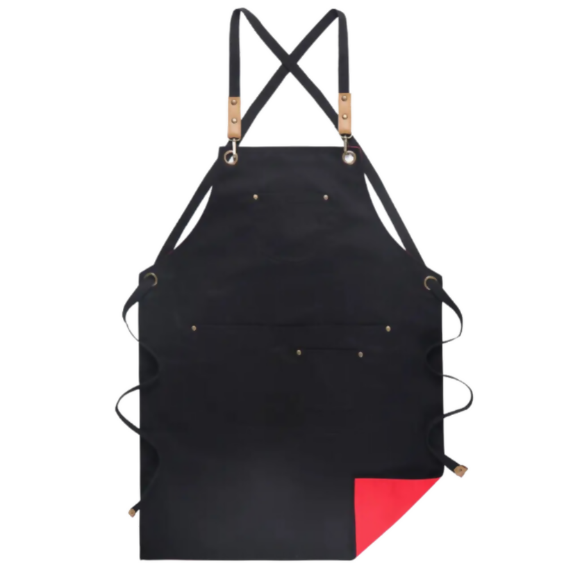 Anypron Red Black Cooking Apron for Men Women Chef Cafe Workwear
