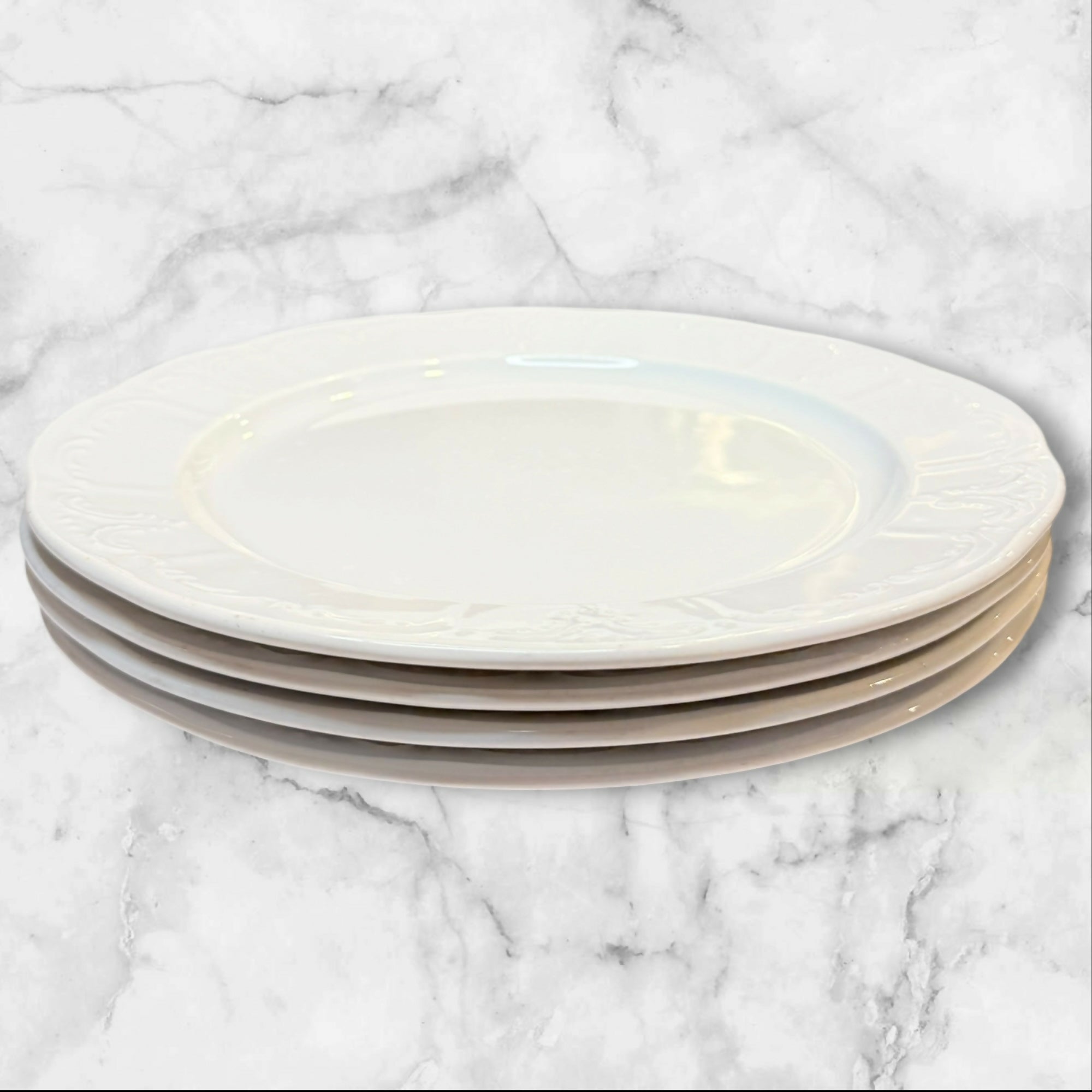 Lilien Embossed Porcelain Dinner Plates Set of 4 | Gently Used Condition