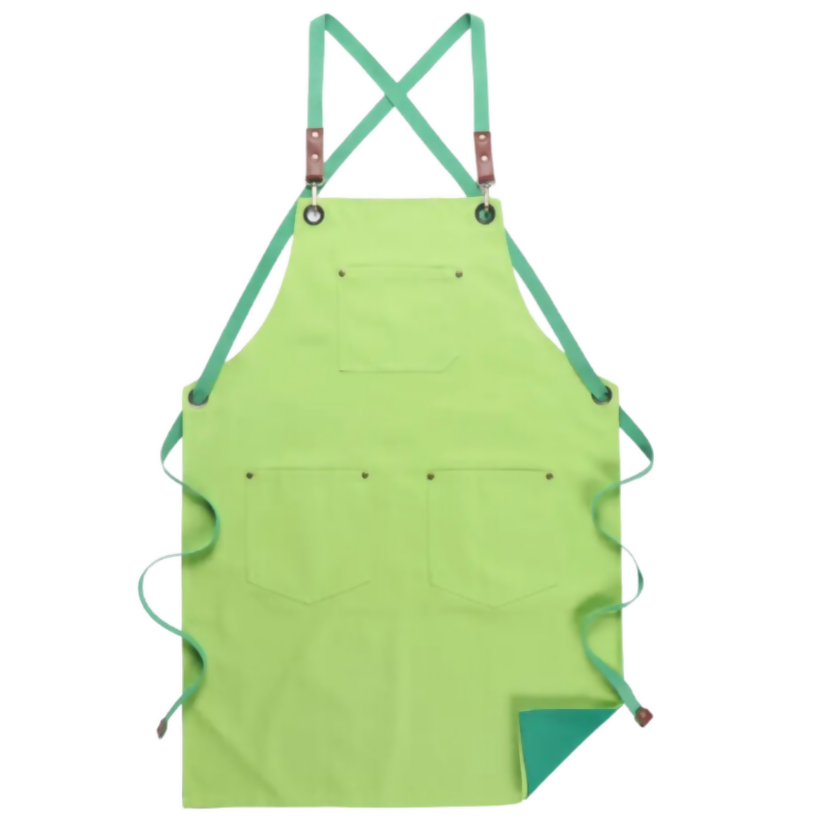 Anypron Double Green Cooking Apron for Men Women Chef Cafe Workwear