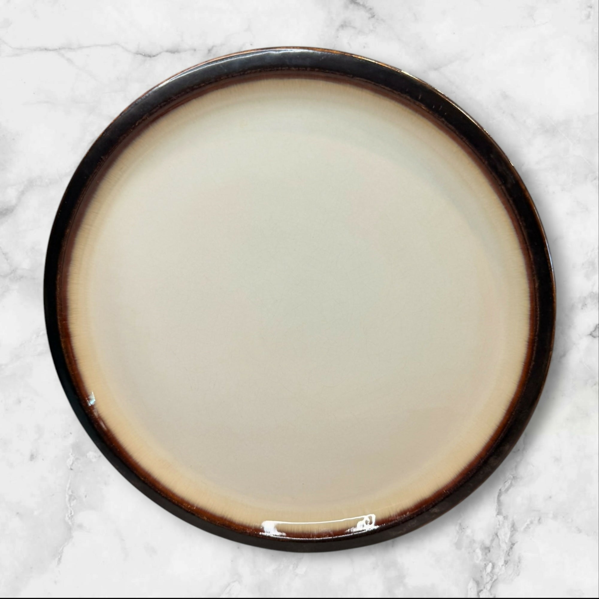 Home Thira Stoneware Dinner Plates Set of 4 | Cream Brown | Good Condition