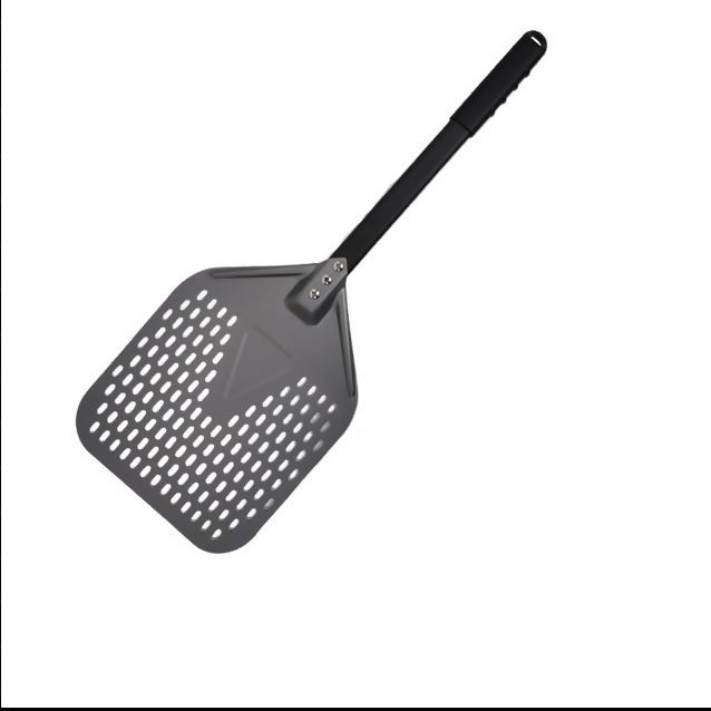 Anygleam Pizza Shovel 25cm X 66cm Dark Grey for Perforated Peel with Metal Handle Oven Turning Baking Accessory