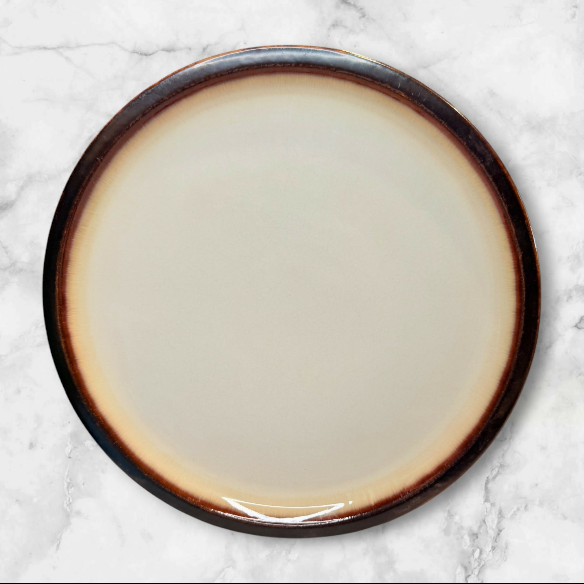 Home Thira Stoneware Dinner Plates Set of 4 | Cream Brown | Good Condition
