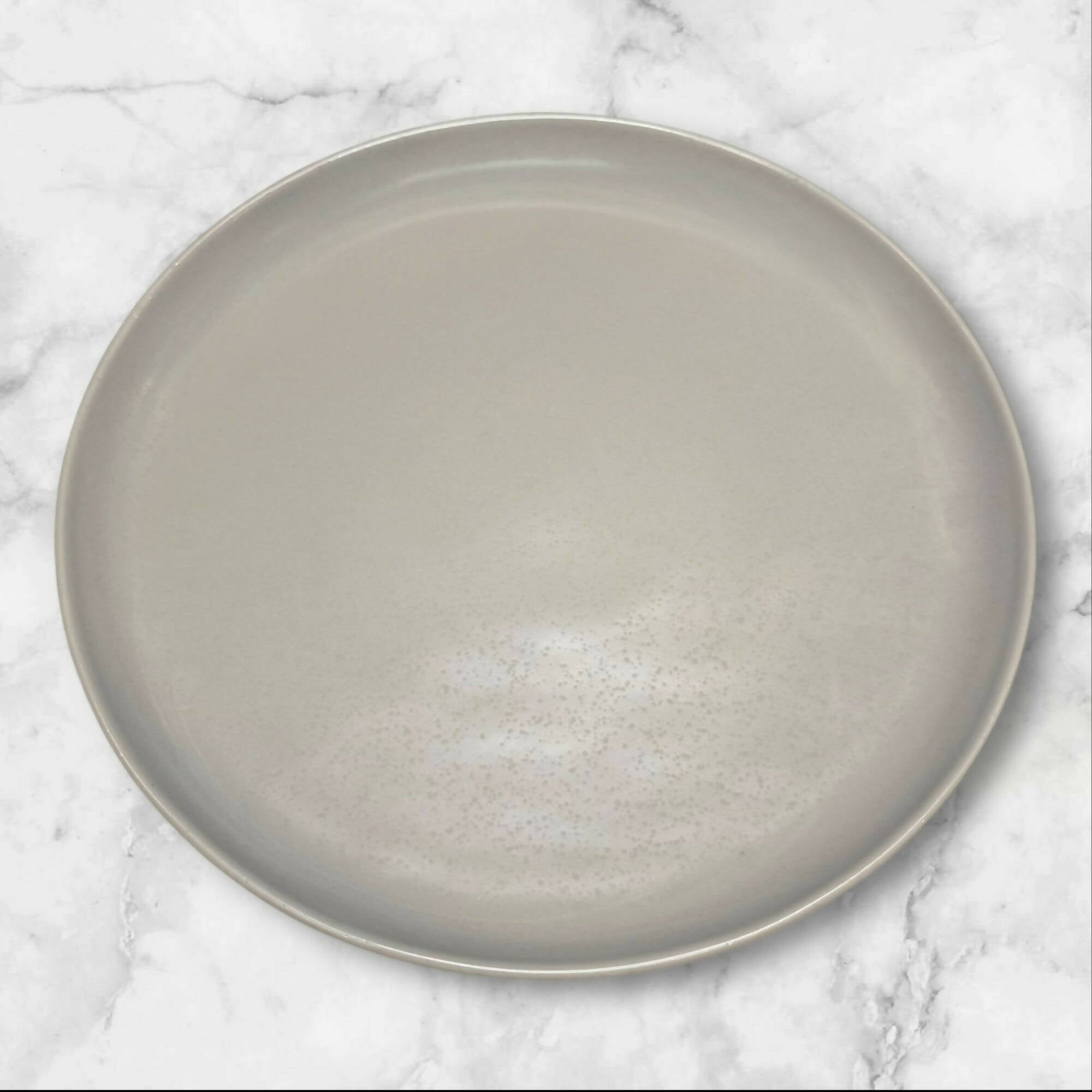 Crate & Barrel Mercer Grey Dinner Plates | 10.75” Porcelain Set of 4 | Excellent Condition