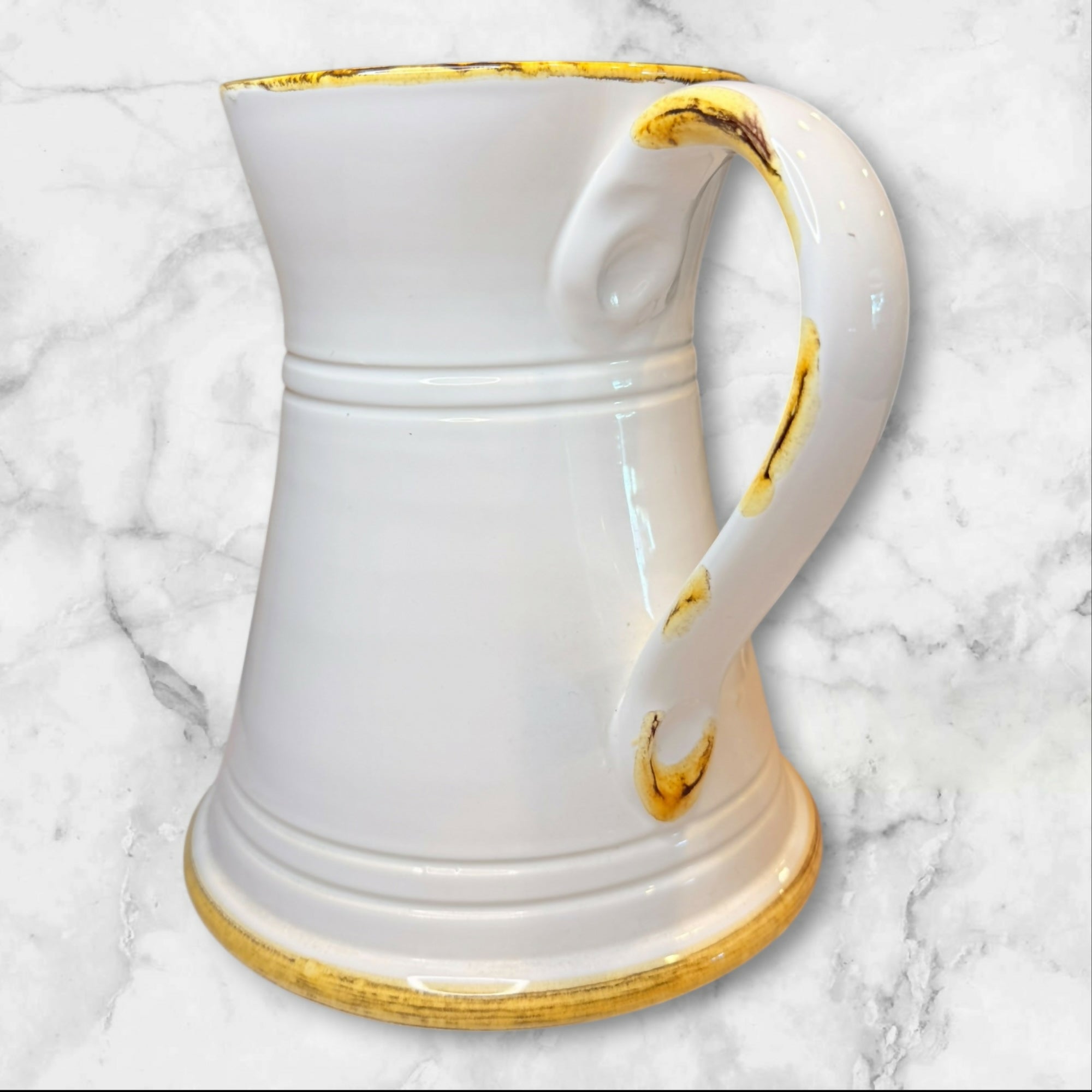 Sur La Table Rustic White Stoneware Pitcher Vase | Excellent Condition | Italy