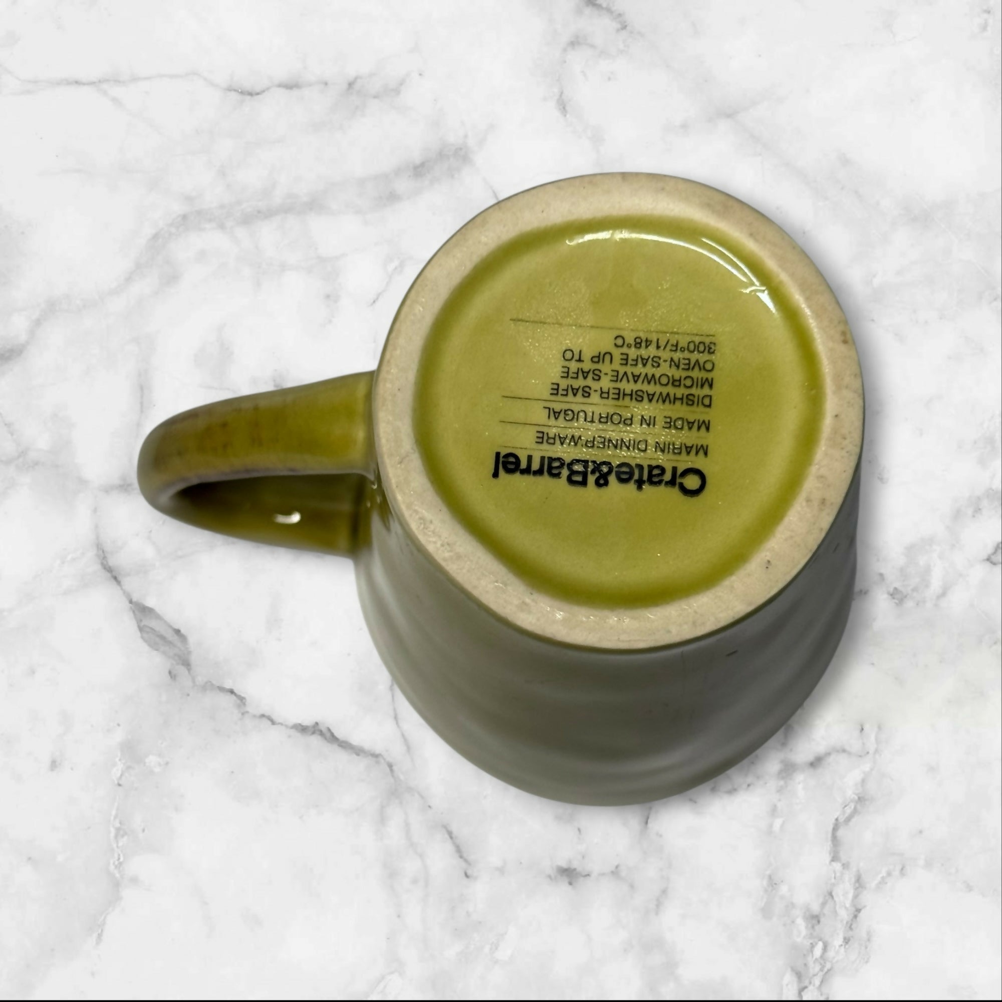 Crate & Barrel Marin Green Mug | Portugal | Excellent Condition | Stoneware