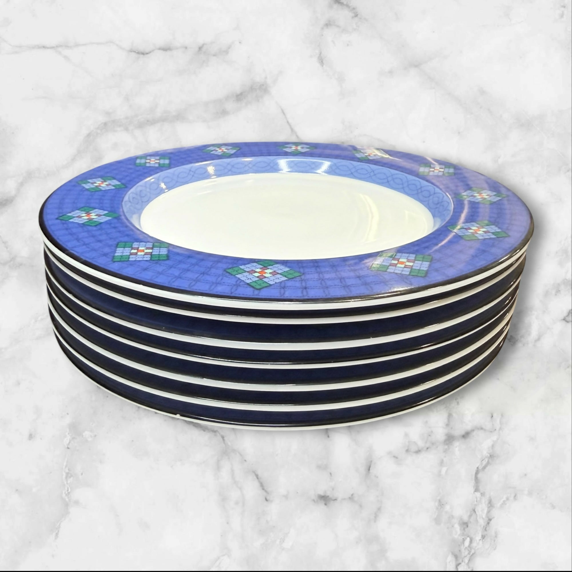 Dansk Nine Patch Salad Plates Set of 7 | Great Condition | Portugal