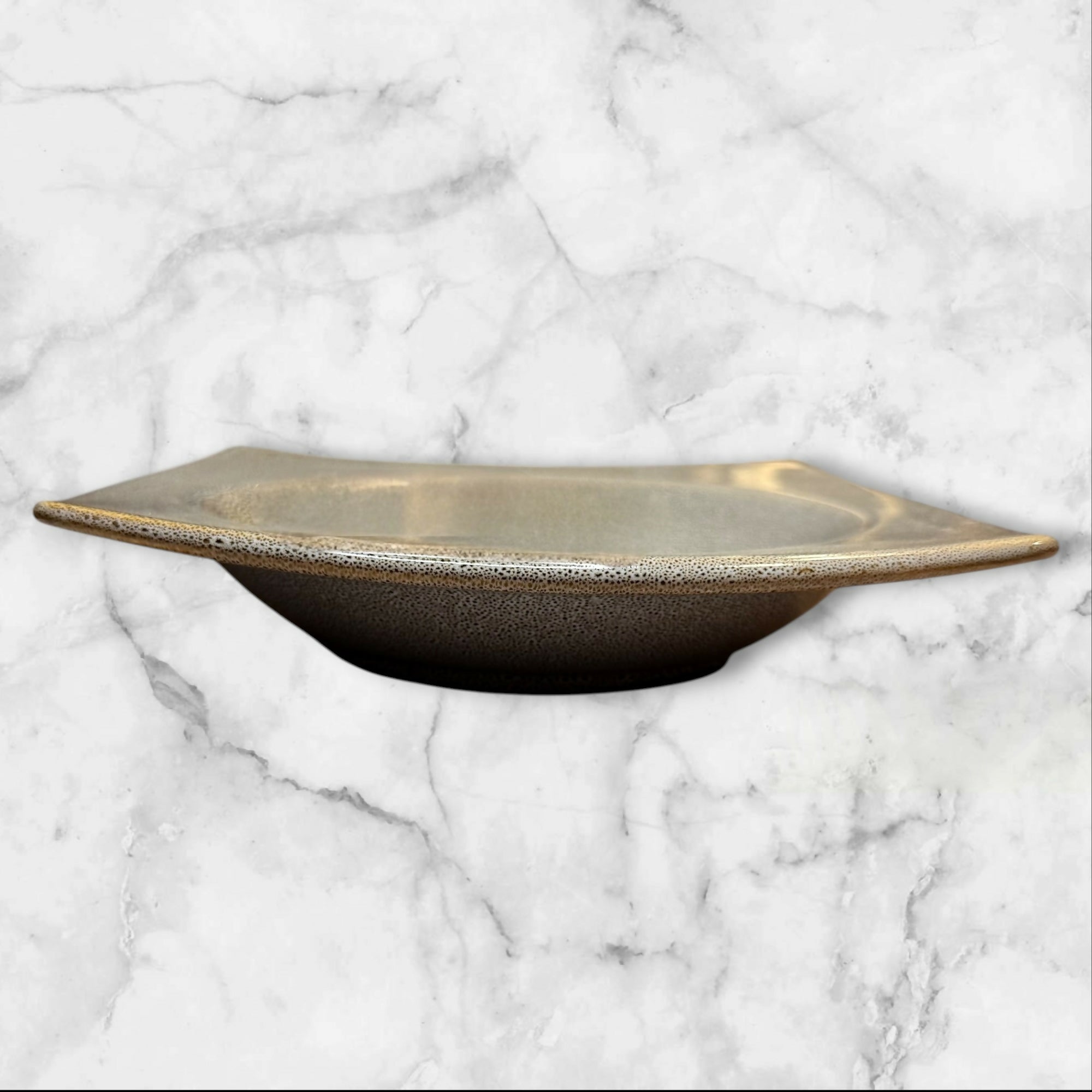 Speckled Stoneware Square Pasta Bowls | Set of 4 | Excellent Condition