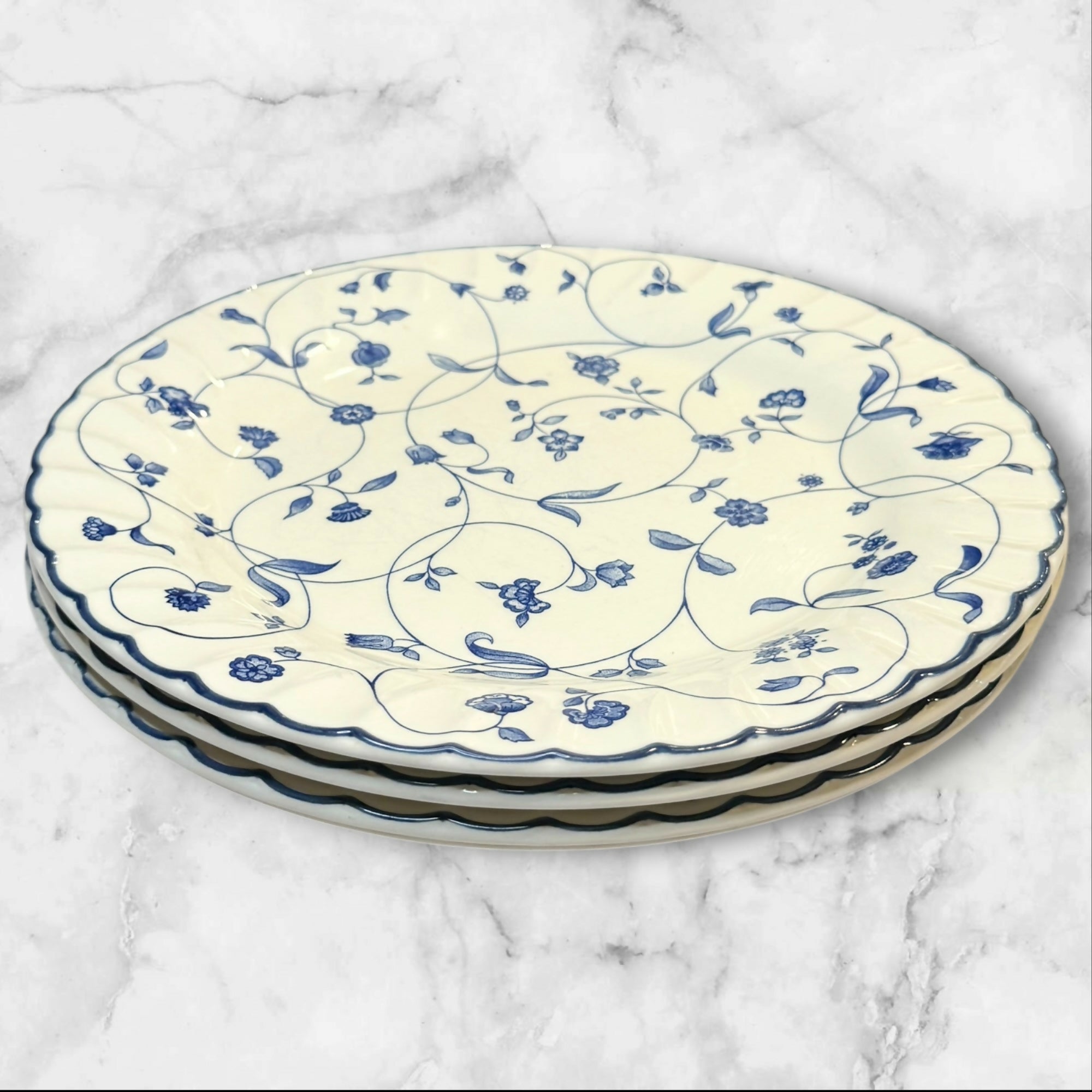 Staffordshire Oakwood Blue Dinner Plates | Set of 4 | Great Condition