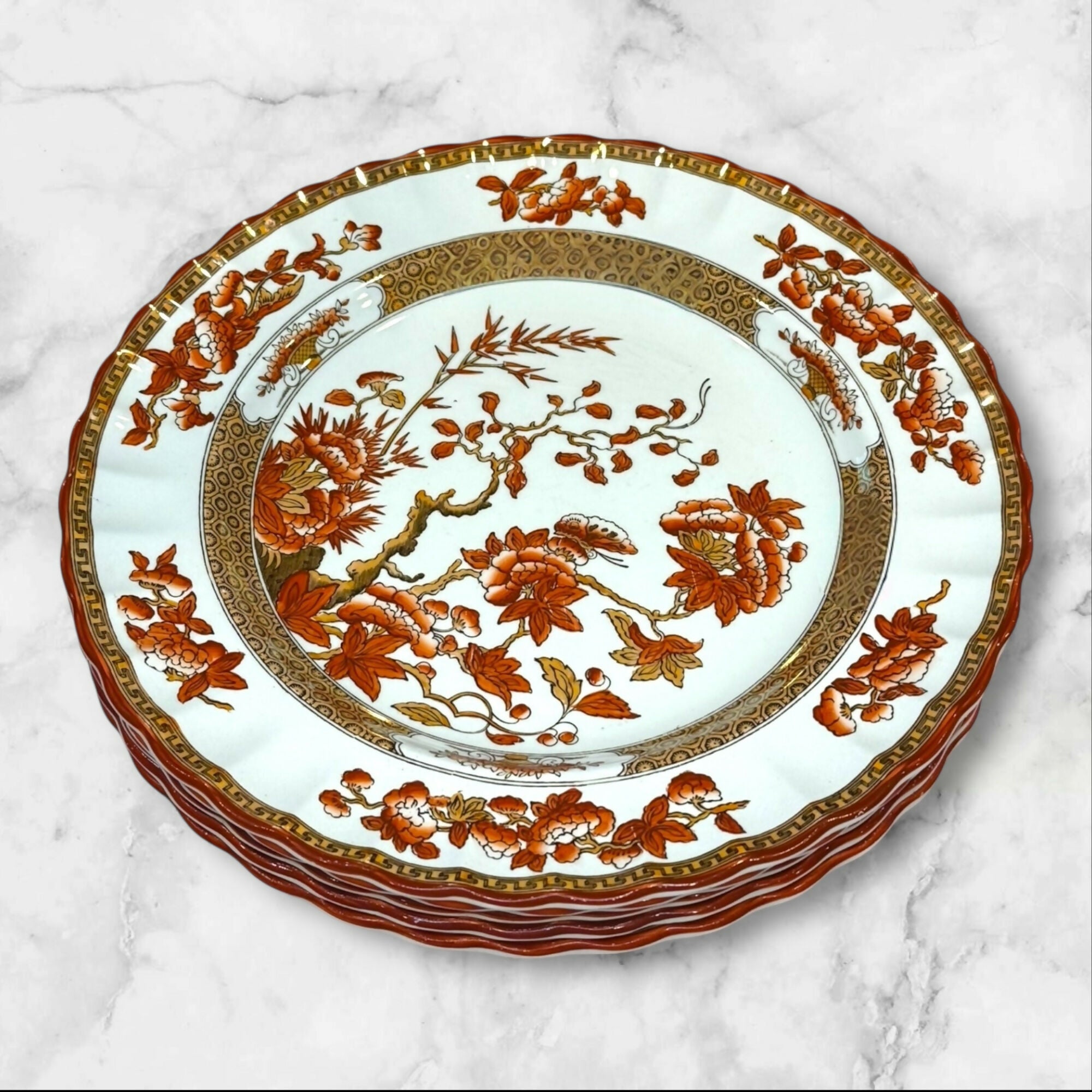 Spode Indian Tree Orange Rust Dinner Plates | Set of 2 | Great Condition