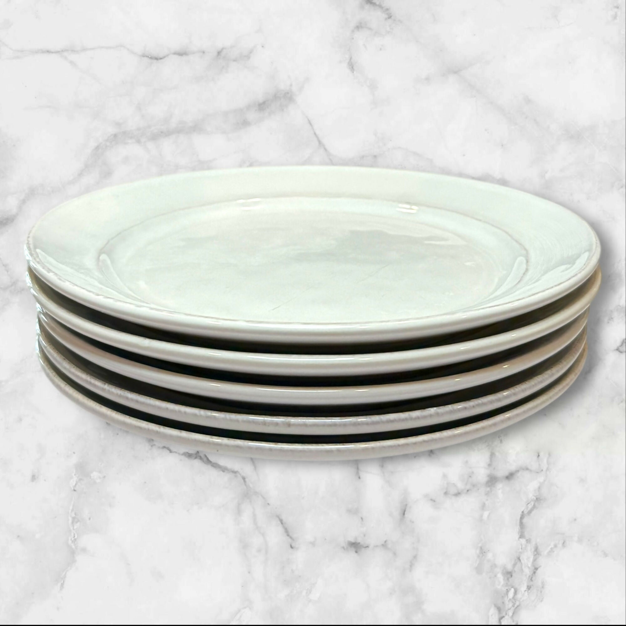 Pottery Barn Cambria White Porcelain Salad Plates | Set of 5 | Good Condition