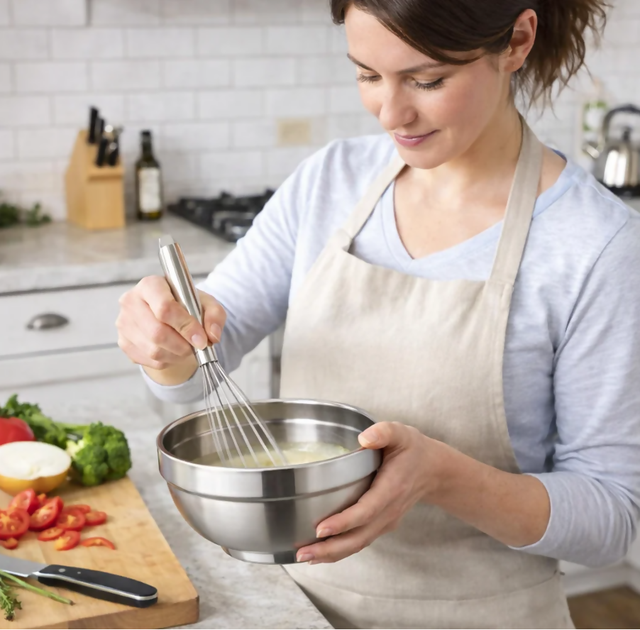 Anygleam Silver Rice Bowls – 2Pcs Small Stainless Steel, Single-Layer Anti-Scalding Cooking Utensils