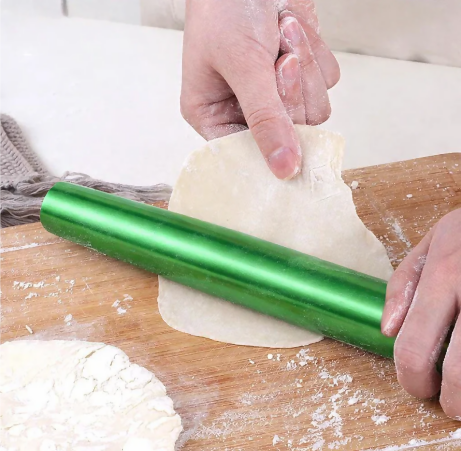 Anygleam Green Stainless Steel Rolling Pin – 1 Pc Professional Buffet & Restaurant Kitchenware