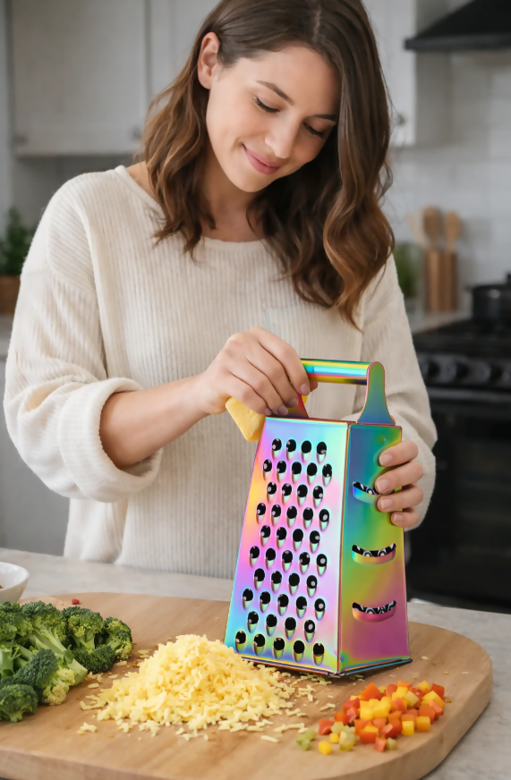 Anygleam Rainbow Stainless Steel Food Slicer – Multi-Function Kitchen Tool for Fruits, Vegetables & More