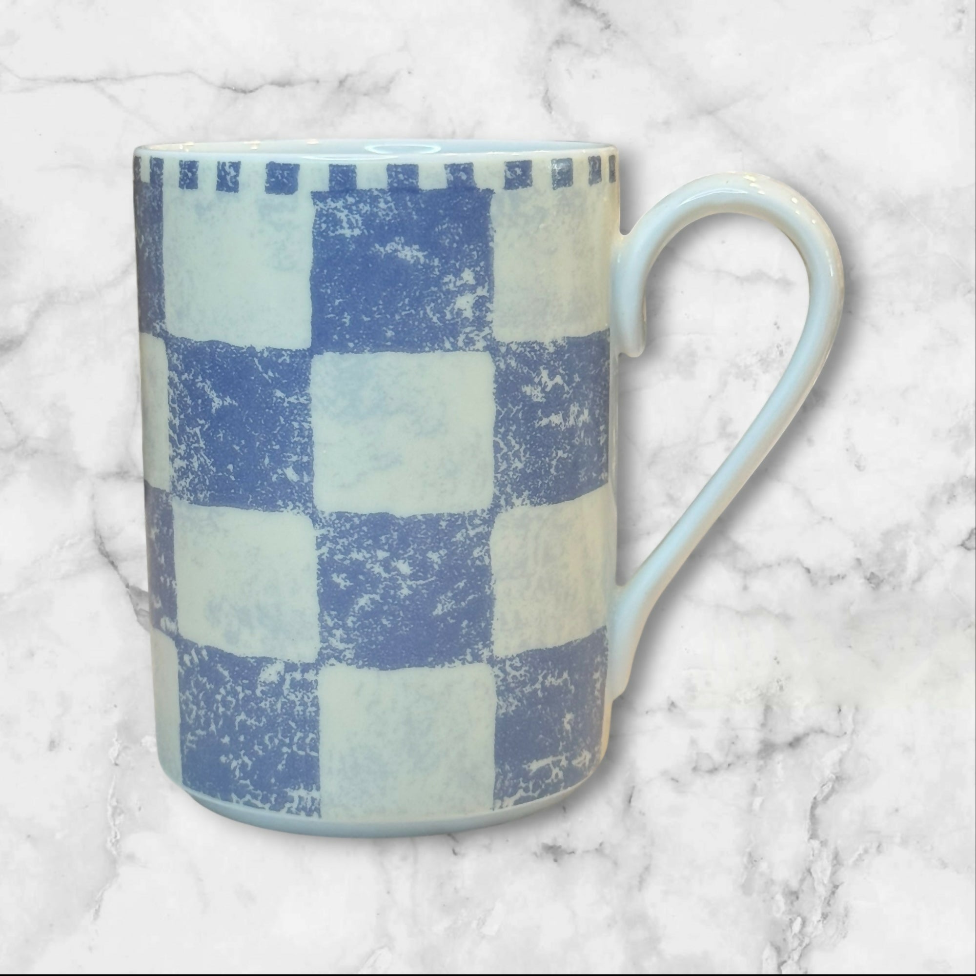 Dansk Chekar Blue Checkerboard Mugs Set of 3 | Excellent Condition