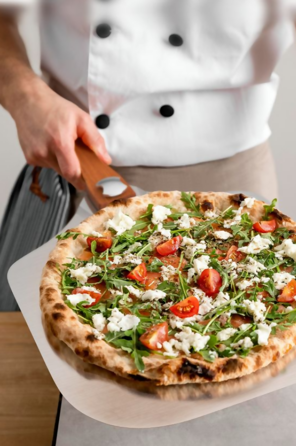 Anygleam 35.5x30.5cm Pizza Cutter and Shovel With Foldable Wooden Handle Bakeware Kitchen Tools No Oxidation