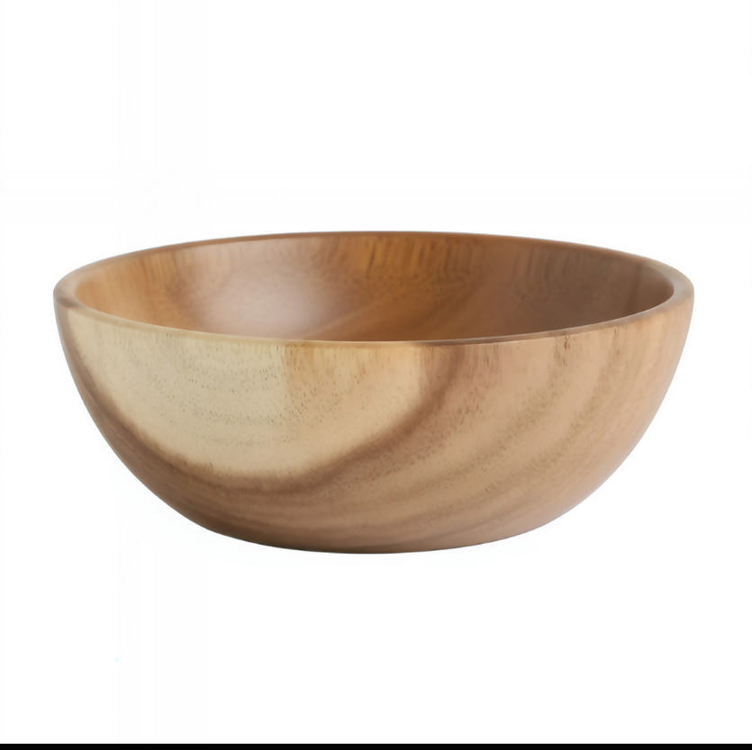 Anygleam Natural Wood Small Acacia Wood Salad Soup Bowl Food Kitchen Tableware