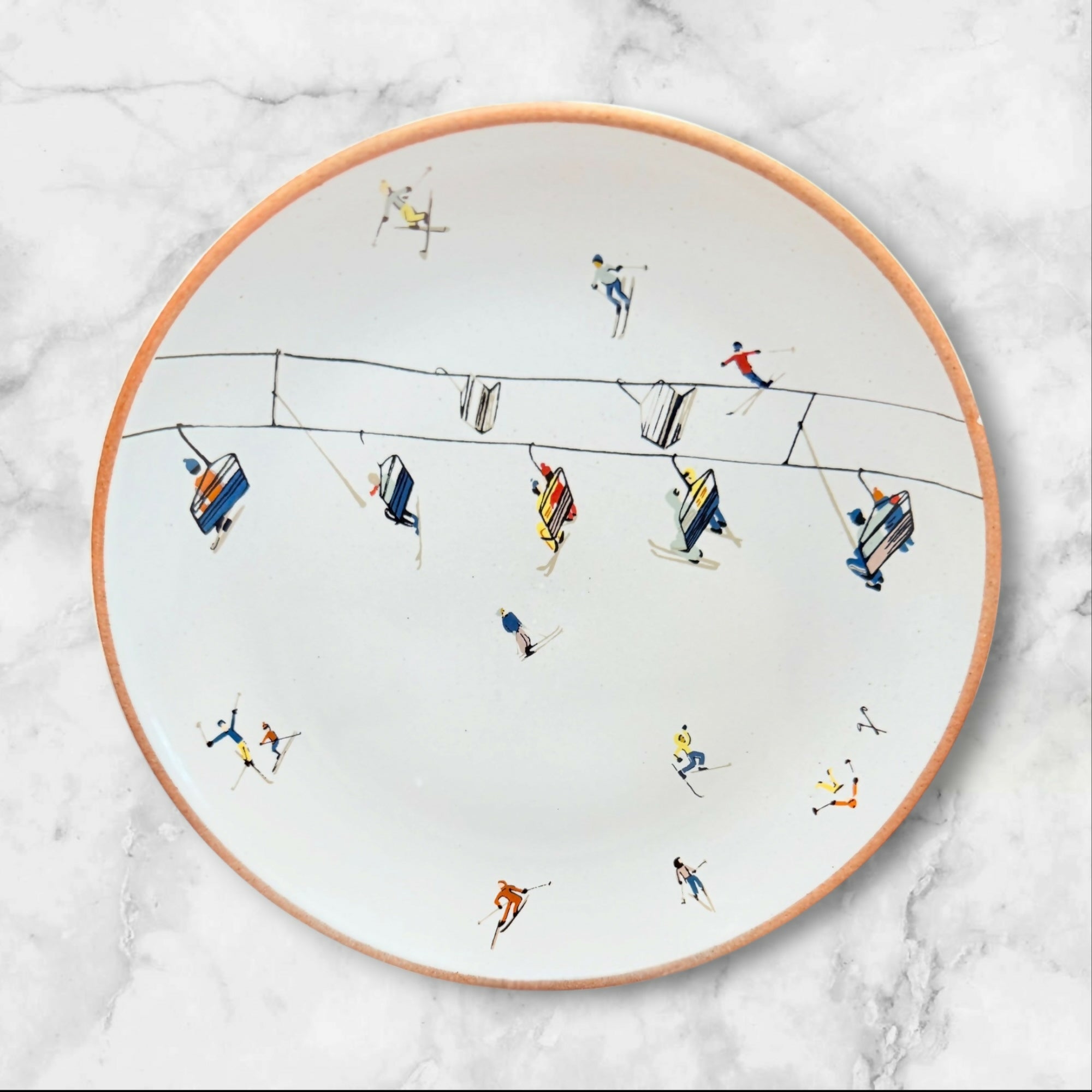 West Elm Holiday Skier Dinner & Salad Plates | Set of 8 | Excellent Condition