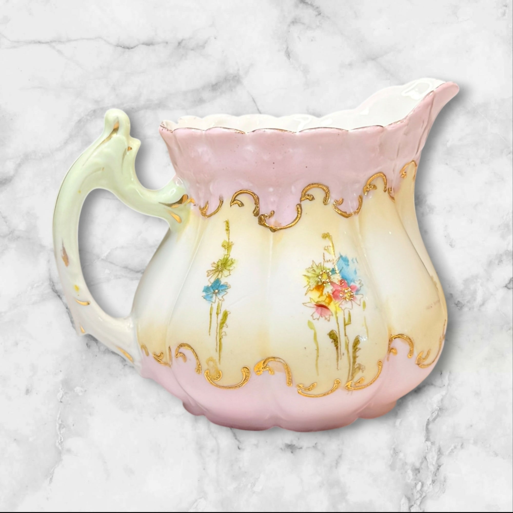 Vintage Hand Painted Floral Creamer Pitcher | Gold Trim | Great Condition