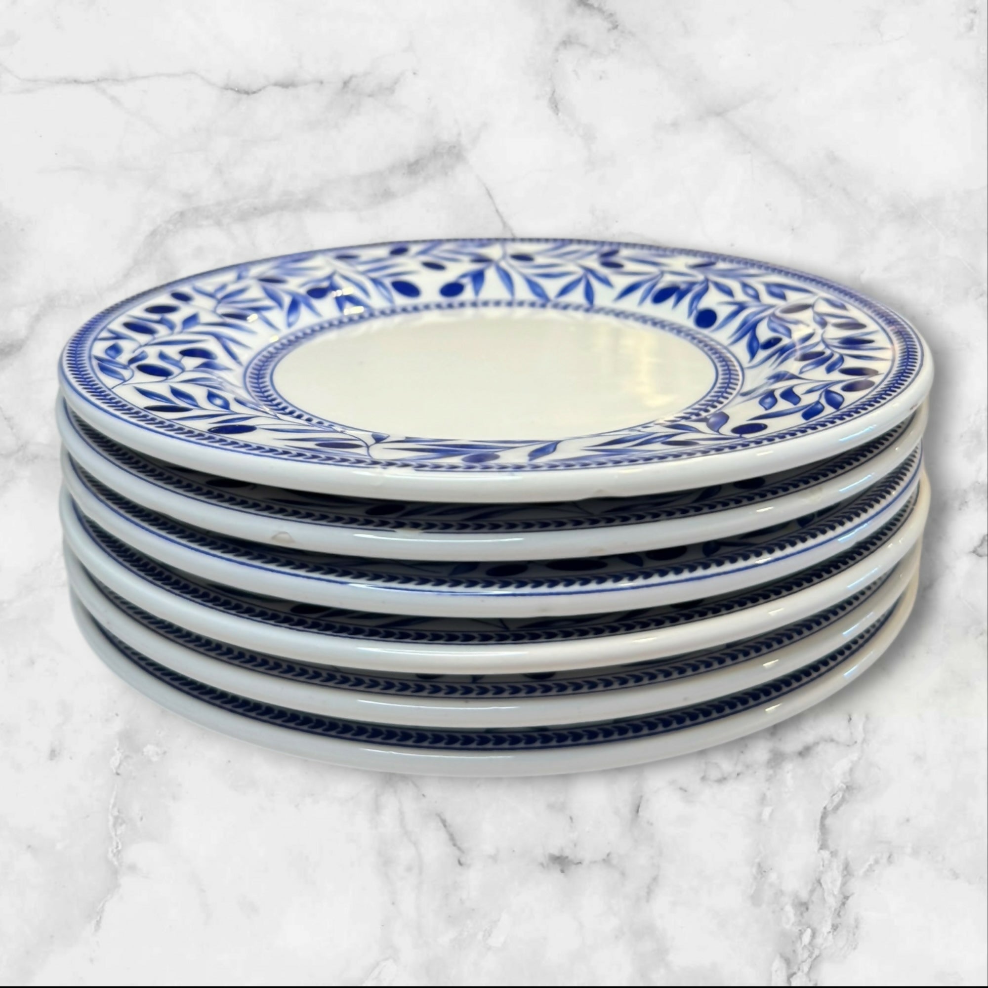 World Market Quadrifoglio Salad Plates Set of 6 Blue Italy | Great Condition