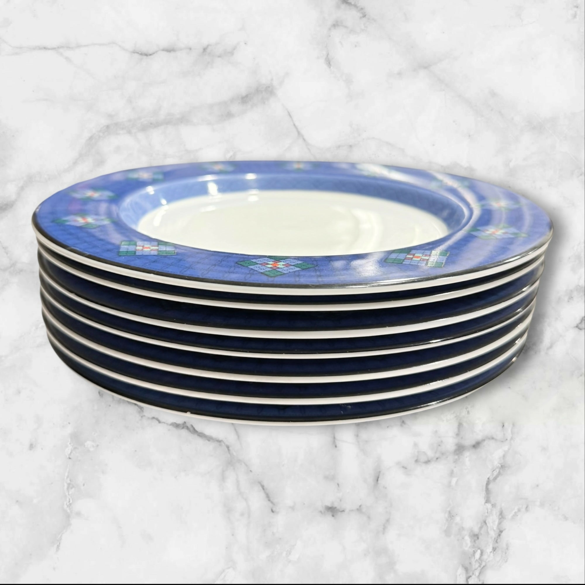 Dansk Nine Patch Salad Plates Set of 7 | Great Condition | Portugal