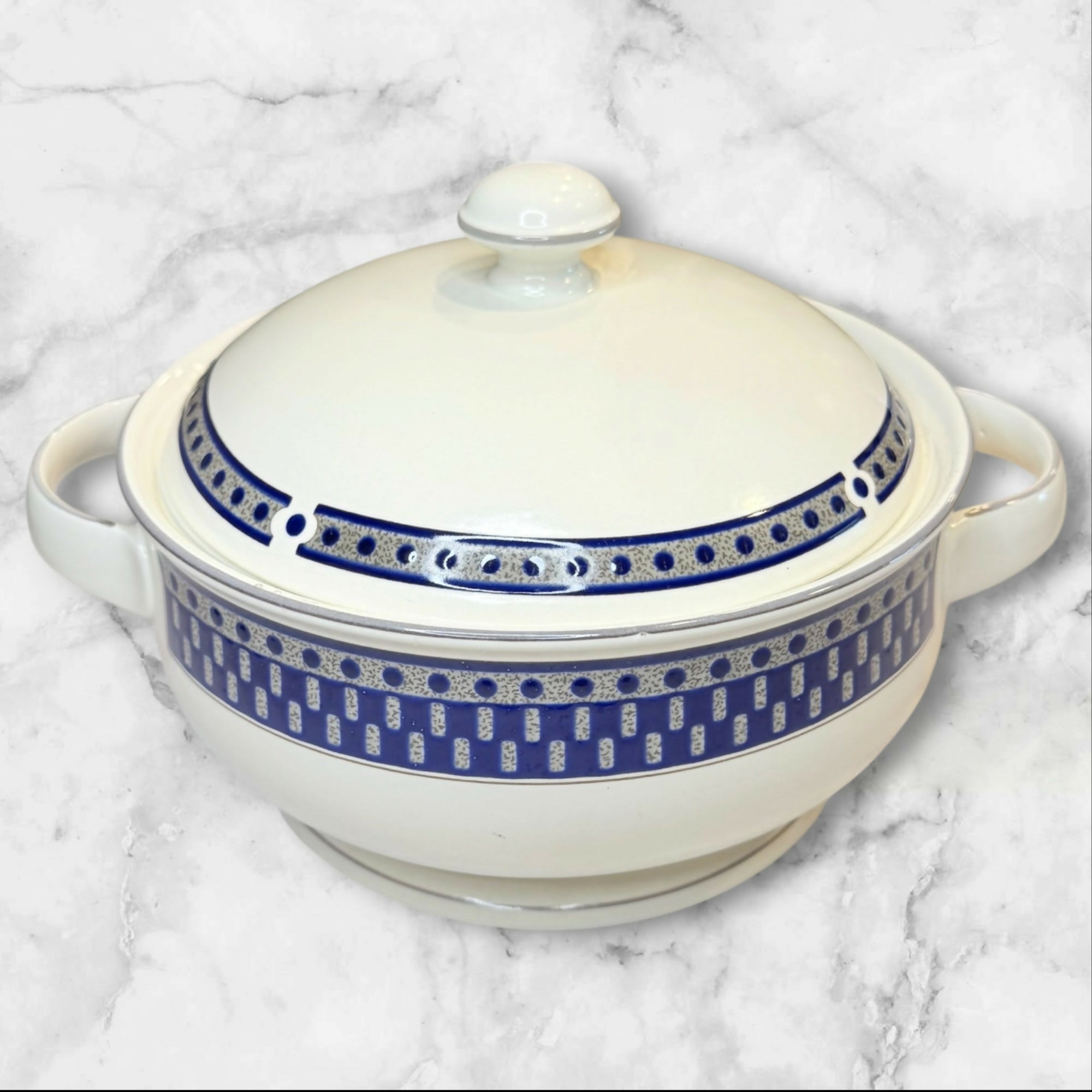 Mikasa Aztec Blue Covered Casserole Dish | Excellent Condition | 2 Qt