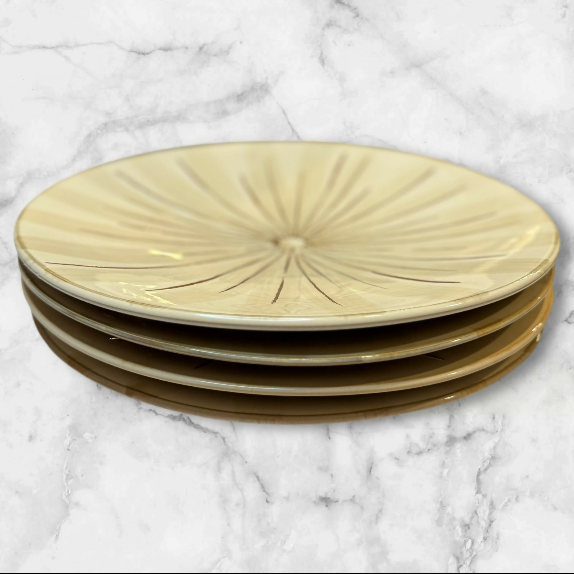 Pier 1 Sanctuary Dinner Plates Set of 4 | 11.5” Tan Starburst
