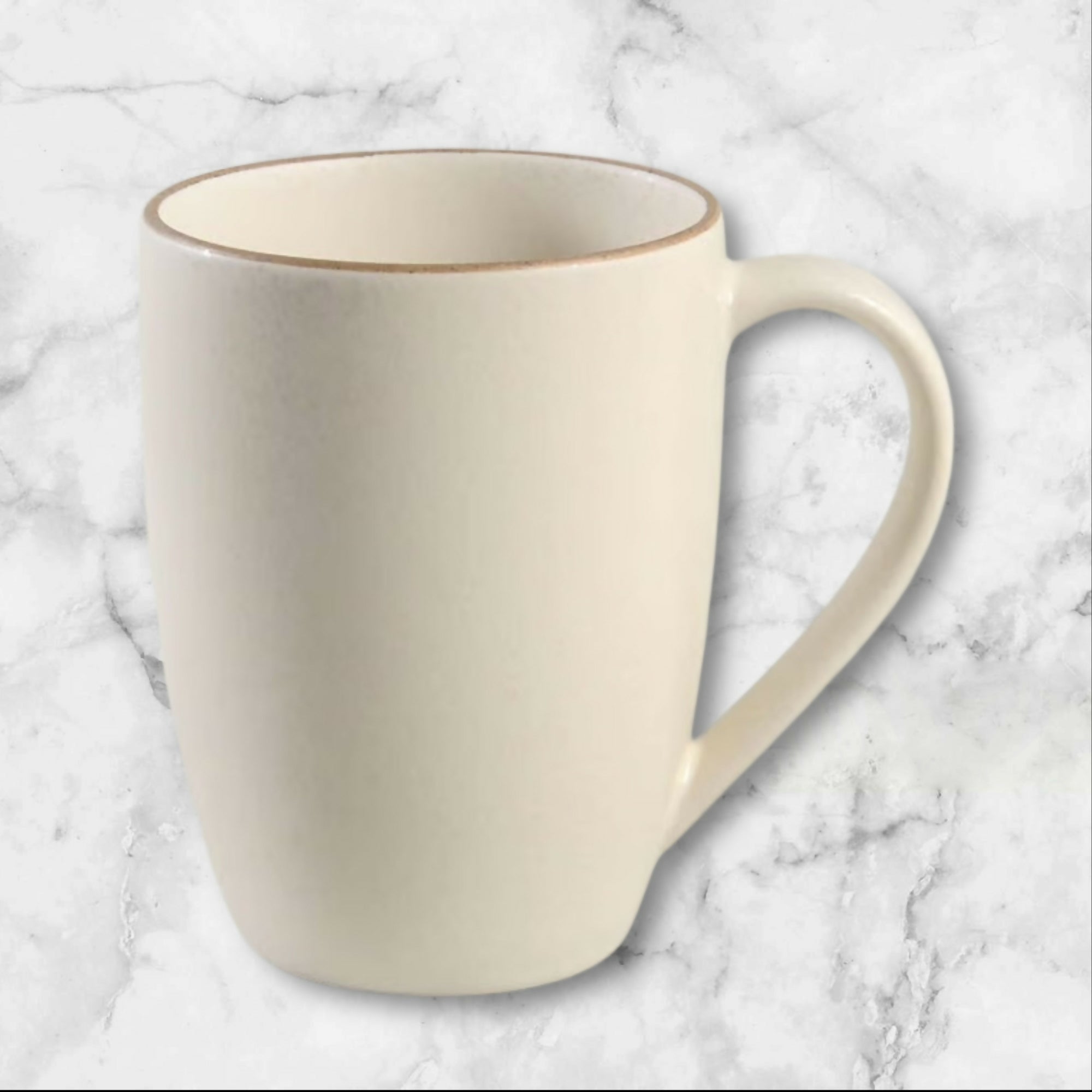 Dansk Santiago White Mug Tan Edge | Discontinued | Excellent Used