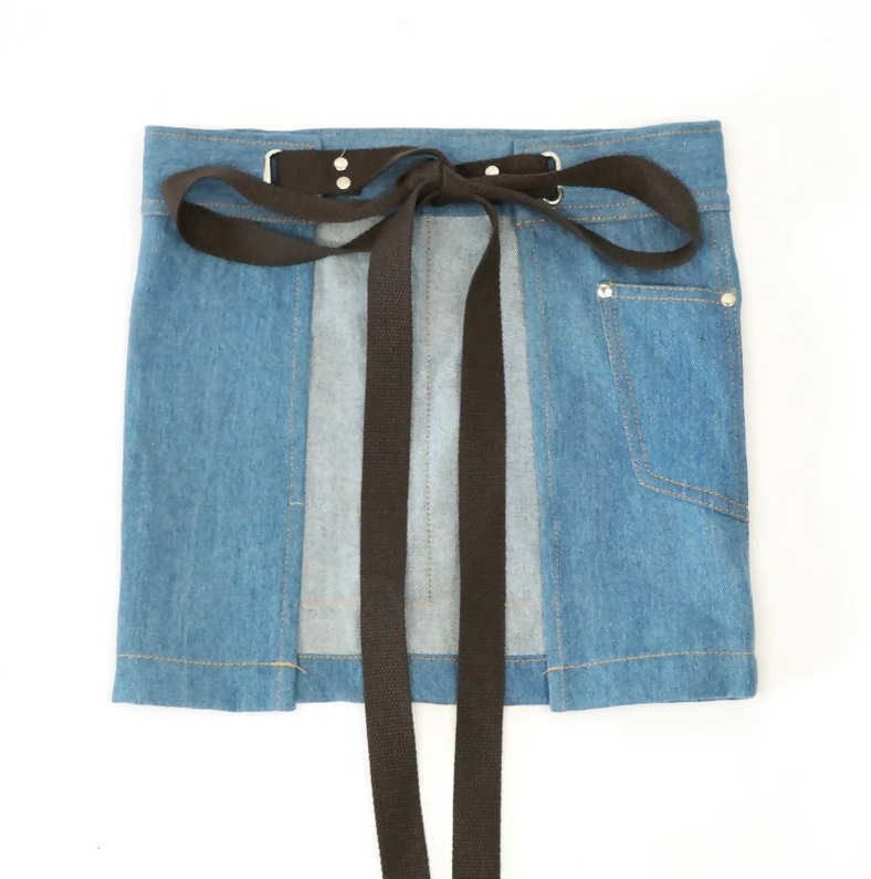 Anypron Blue Denim Waist Apron with Pockets for Chef Waiter Waitress