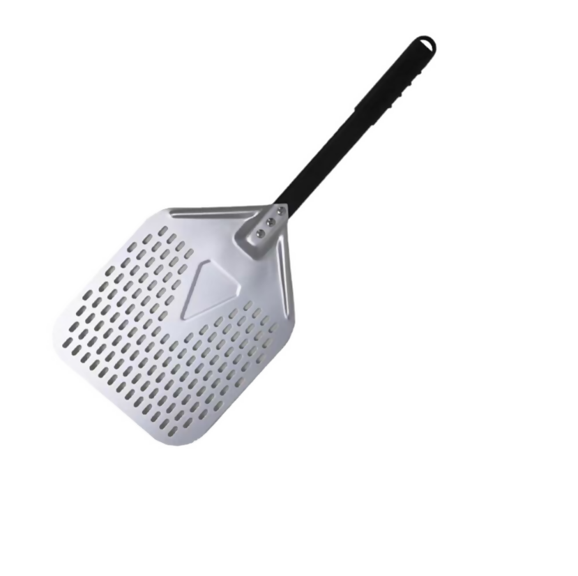 Anygleam Pizza Shovel 25cm X 66cm Silver for Perforated Peel with Metal Handle Oven Turning Baking Accessory