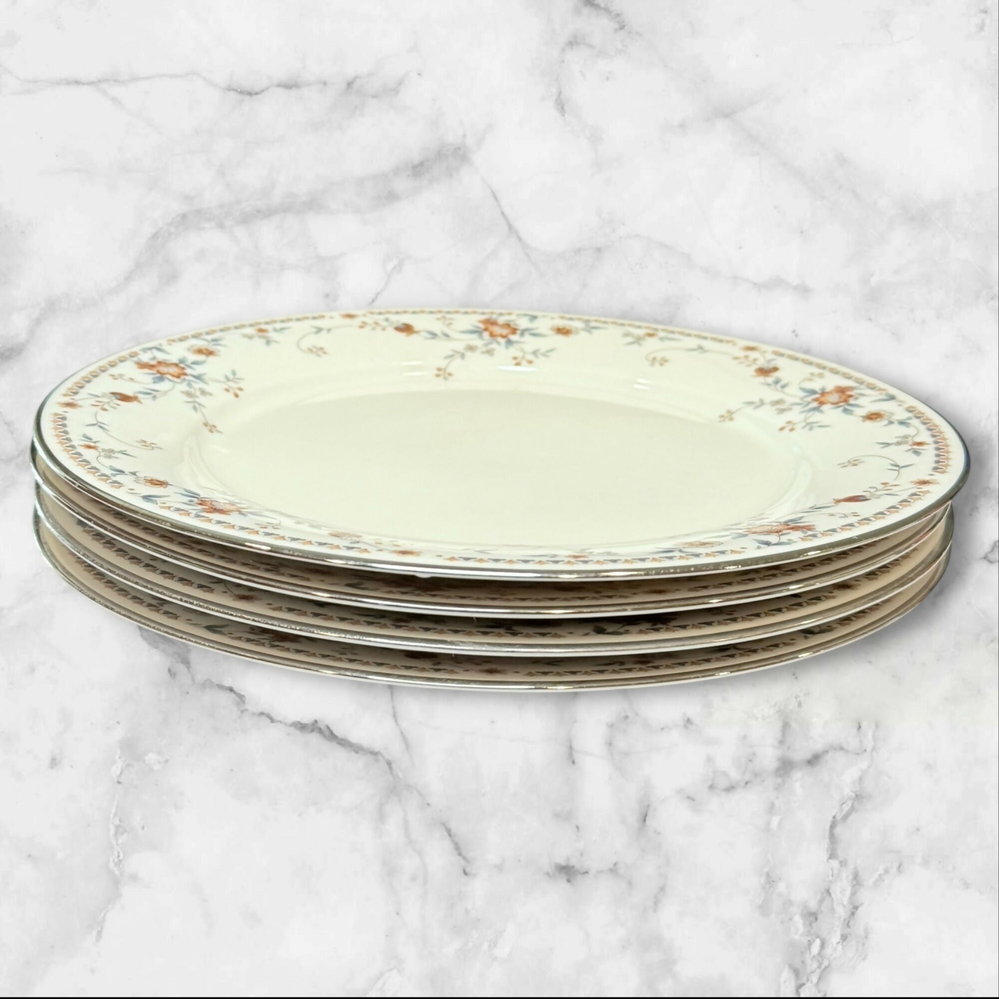 Noritake Adagio Dinner Plates | Set of 4 | Floral Rim | Excellent Condition