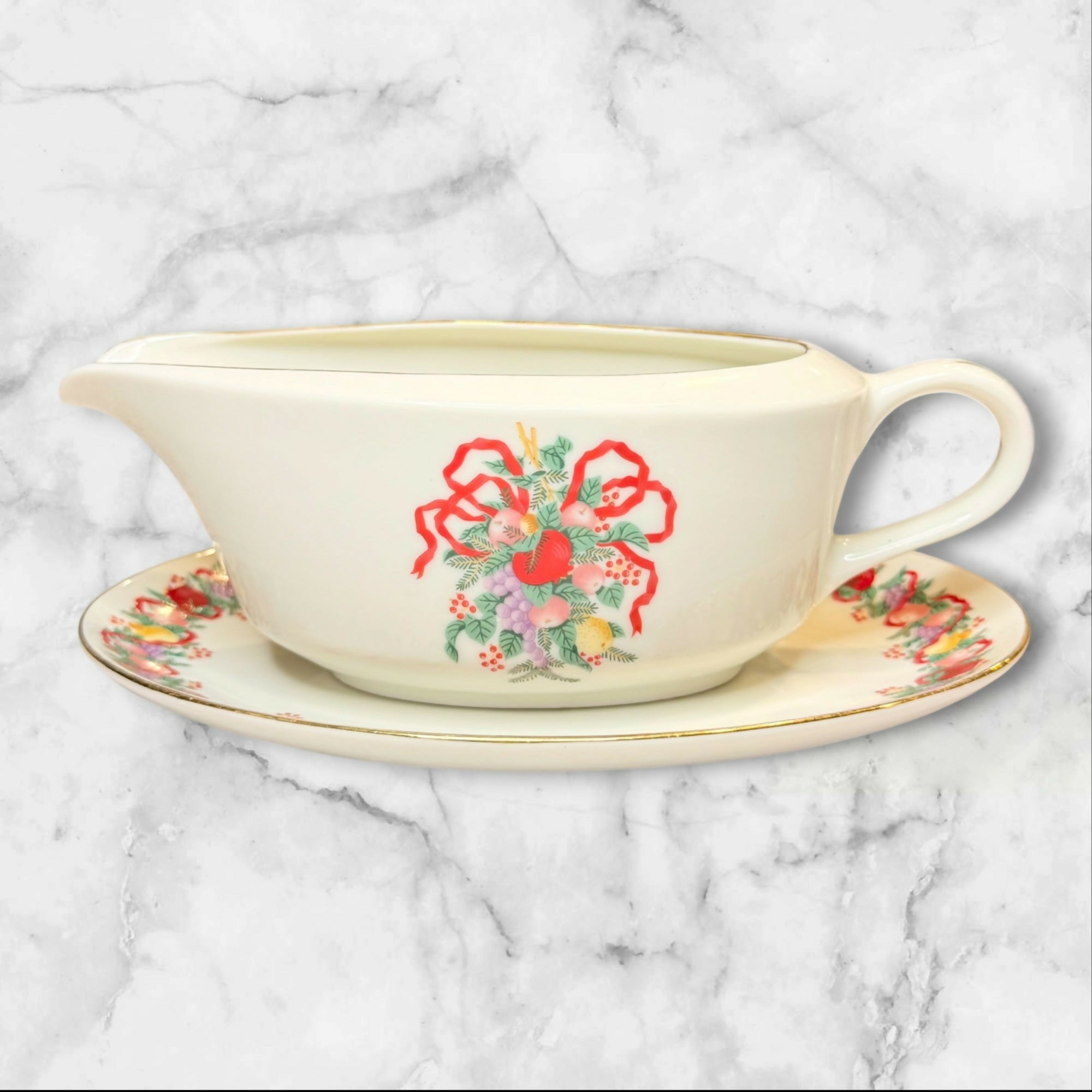 JCPenney Cranberry Hill Gravy Boat & Underplate | Great Condition