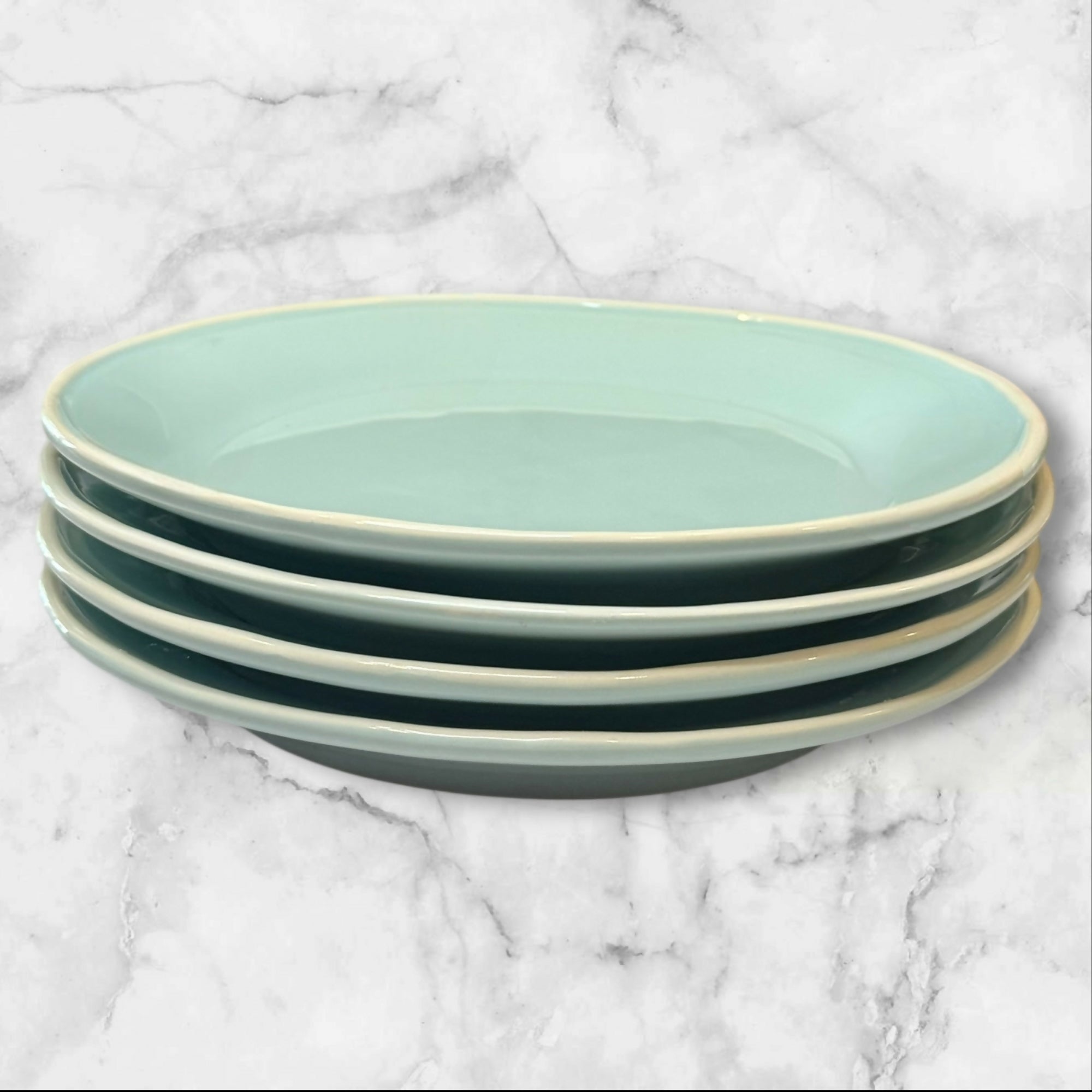 Viva by VIETRI Light Blue Salad Plates Portugal Stoneware | Set of 4 | Excellent