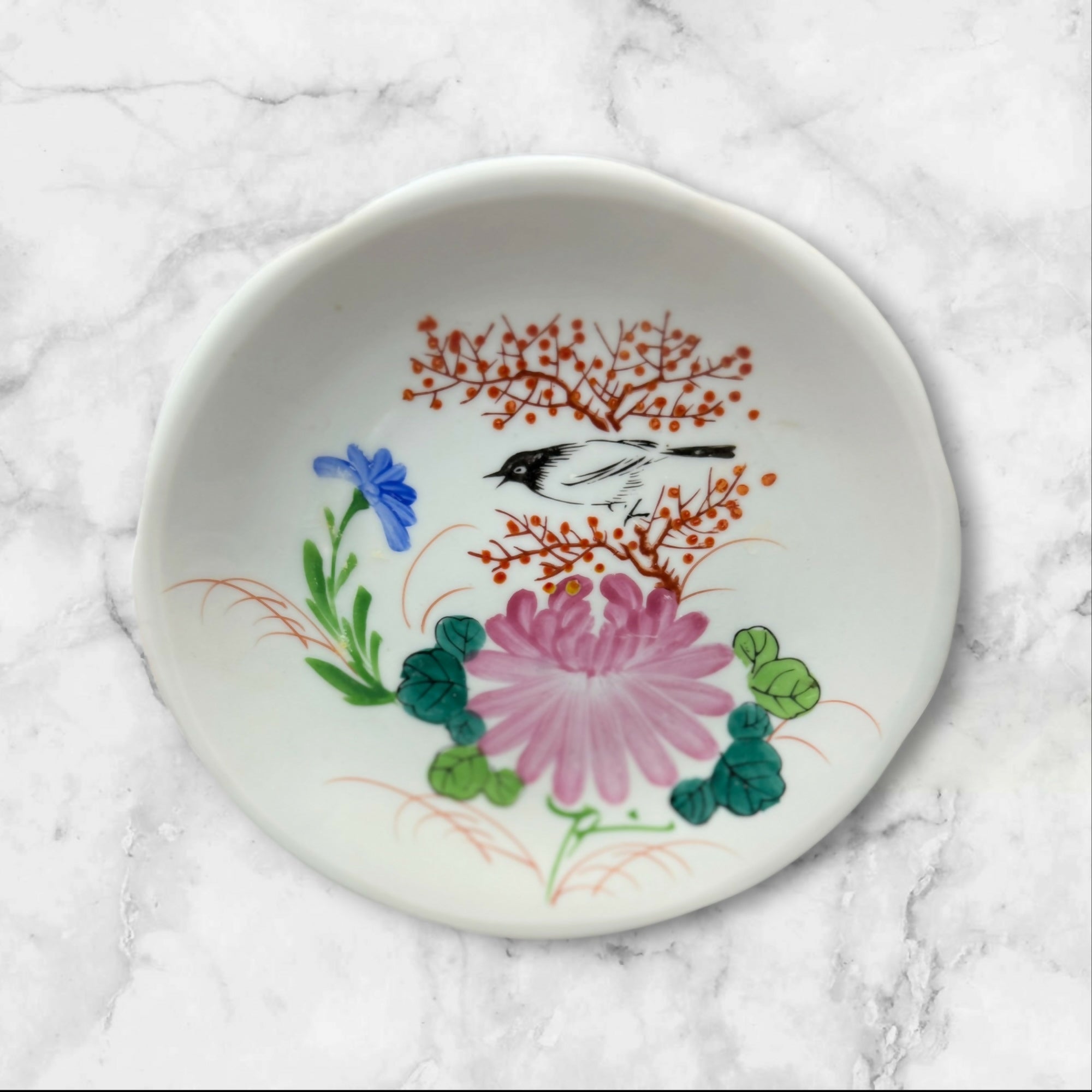 Vintage Japanese Bird & Floral Porcelain Bowls | Set of 4 | Great Condition